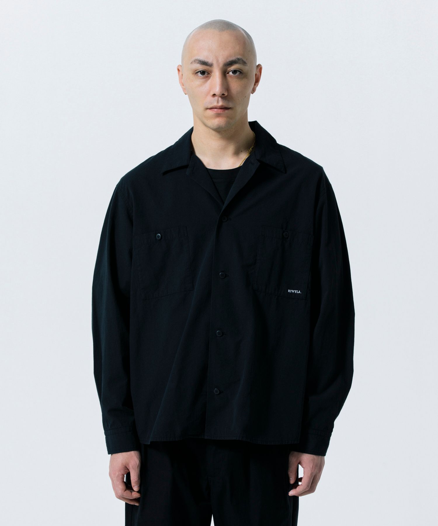 R9 M.I.L OPEN COLLARSHIRT (BLACK) / ミリタリー シャツ