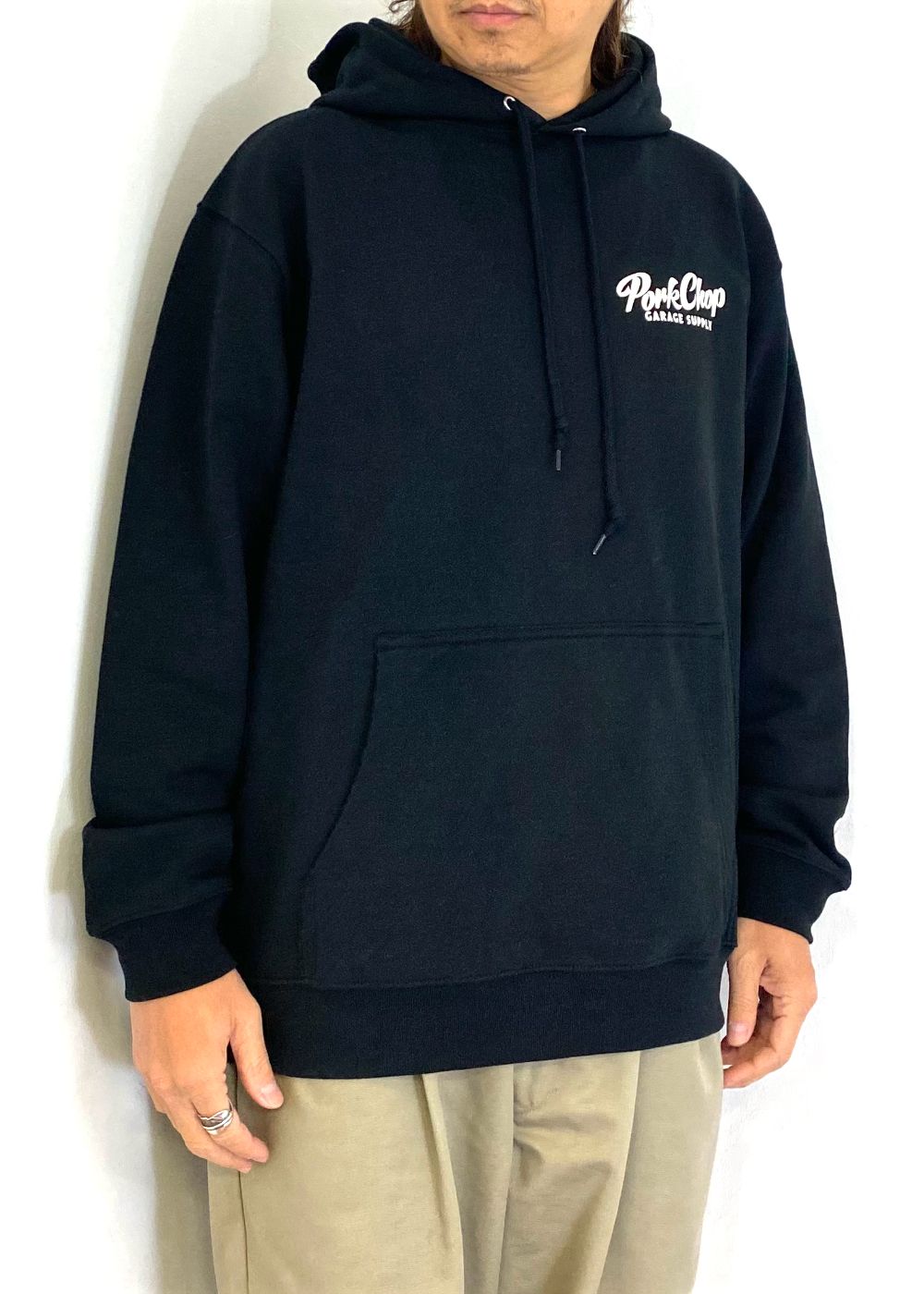 SCRIPT PORK HOODIE (BLACK) / ロゴ スウェットパーカー