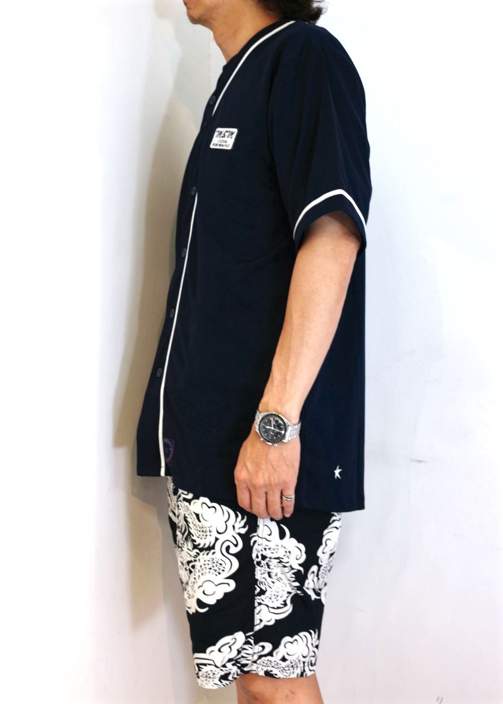 M&M CUSTOM PERFORMANCE - DRY ATHLETIC BASEBALL SHIRT (NAVY×WHITE