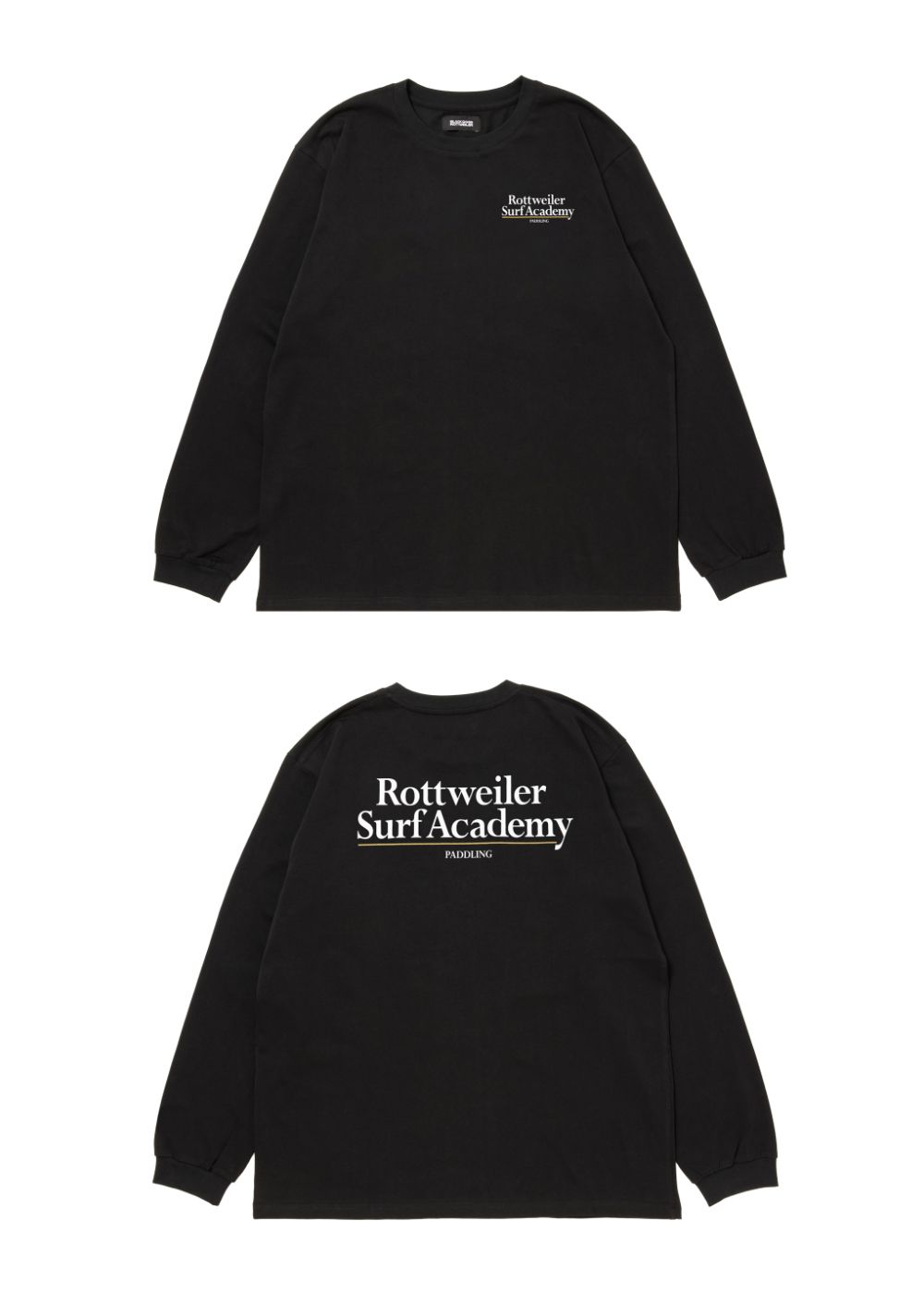 R9 SURF ACADEMY LS TEE (BLACK) /  オリジナル ロゴプリント ロングスリーブ Tシャツ