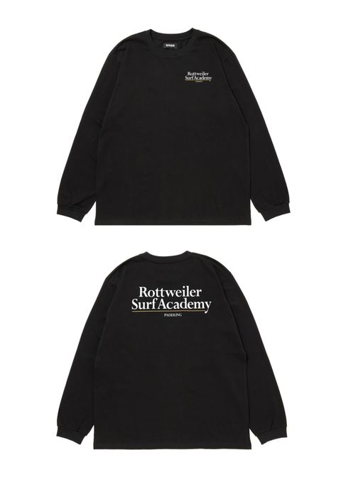 R9 SURF ACADEMY LS TEE (BLACK) /  オリジナル ロゴプリント ロングスリーブ Tシャツ