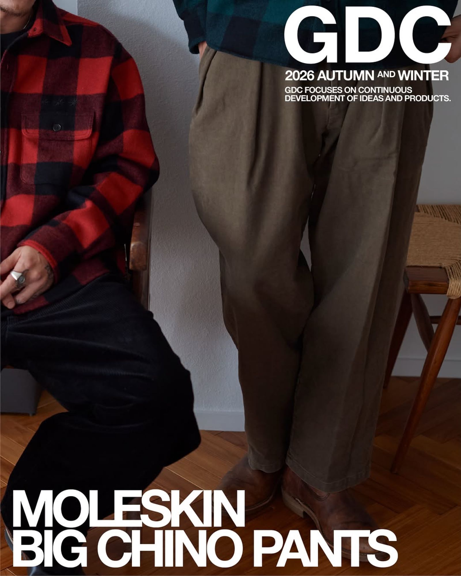 Moleskin Big Chino Pants (BROWN) / モールスキン ビッグ チノパンツ