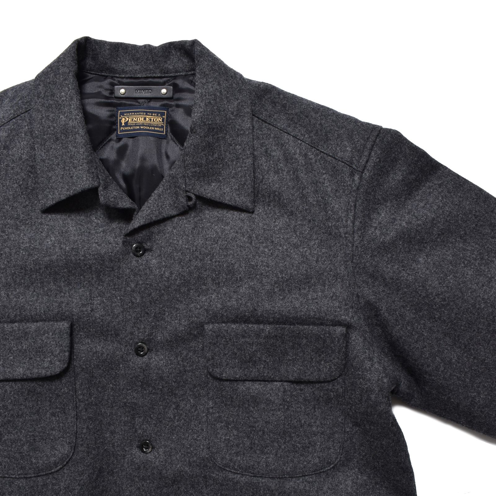 PENDLETON Wool Quiltliner Open Collar SH (GRY) / ペンドルトン コラボ オープンカラー ウール シャツ ジャケット