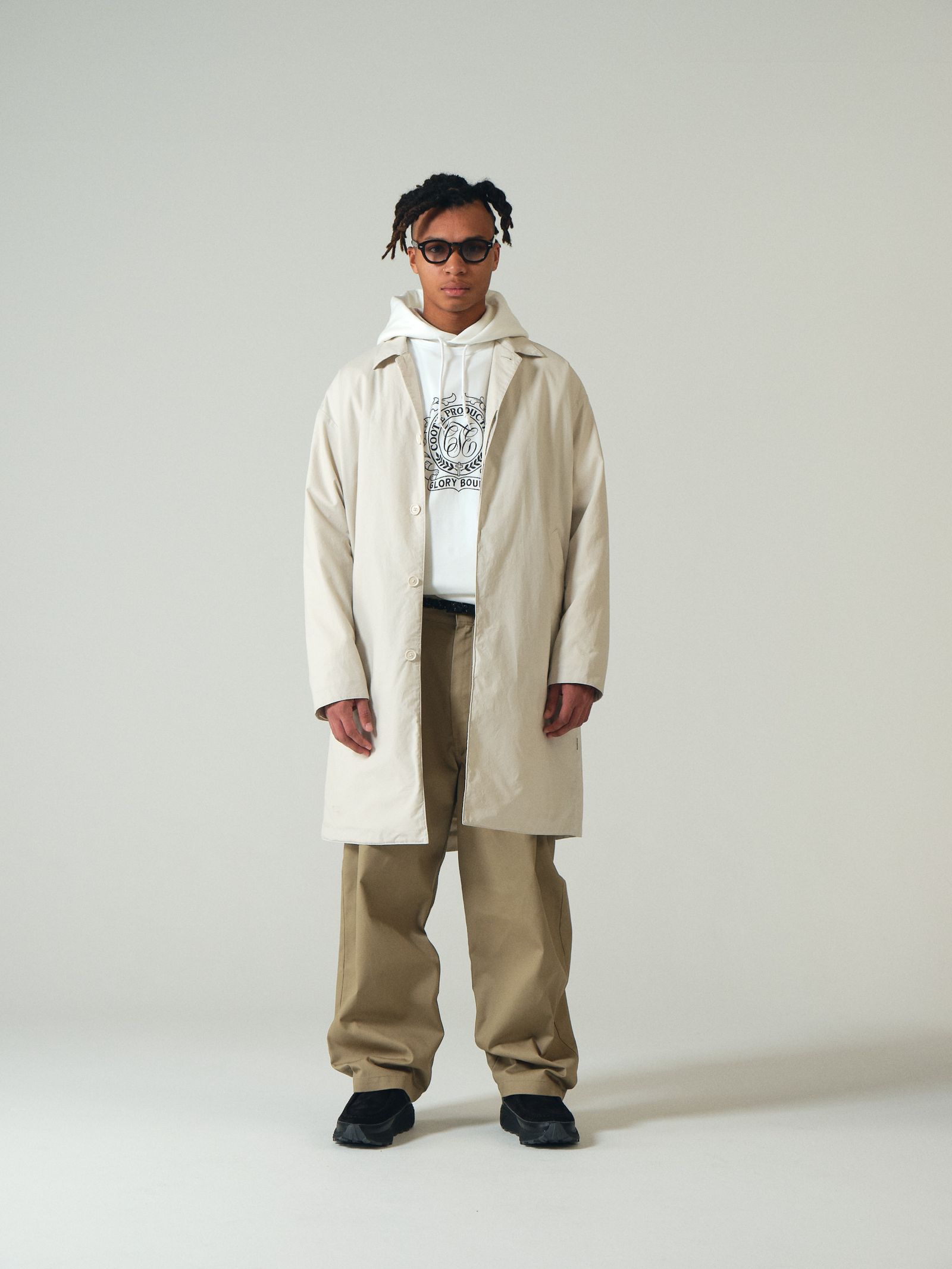 COOTIE PRODUCTIONS - PADDED BAL COLLAR COAT (IVORY) / コットンバル