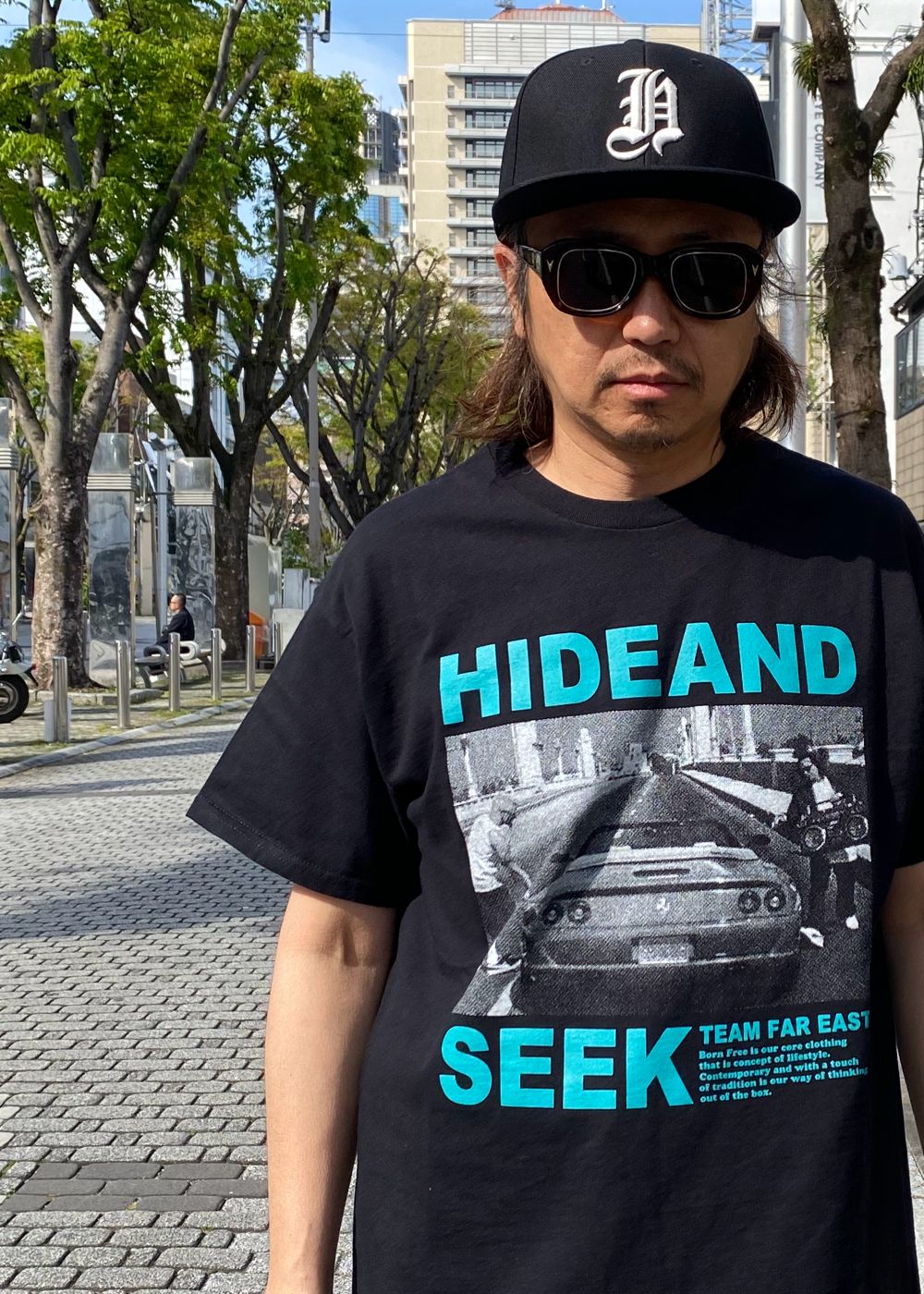 H-Baseball CAP (BLACK×WHITE) / 刺繍ロゴ ベースボールキャップ