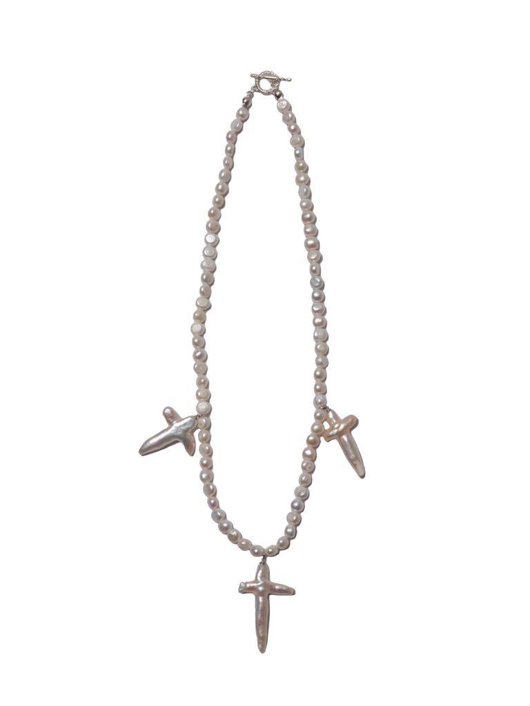 COOTIE PRODUCTIONS - Distortion Cross Pearl Necklace (Type-2 