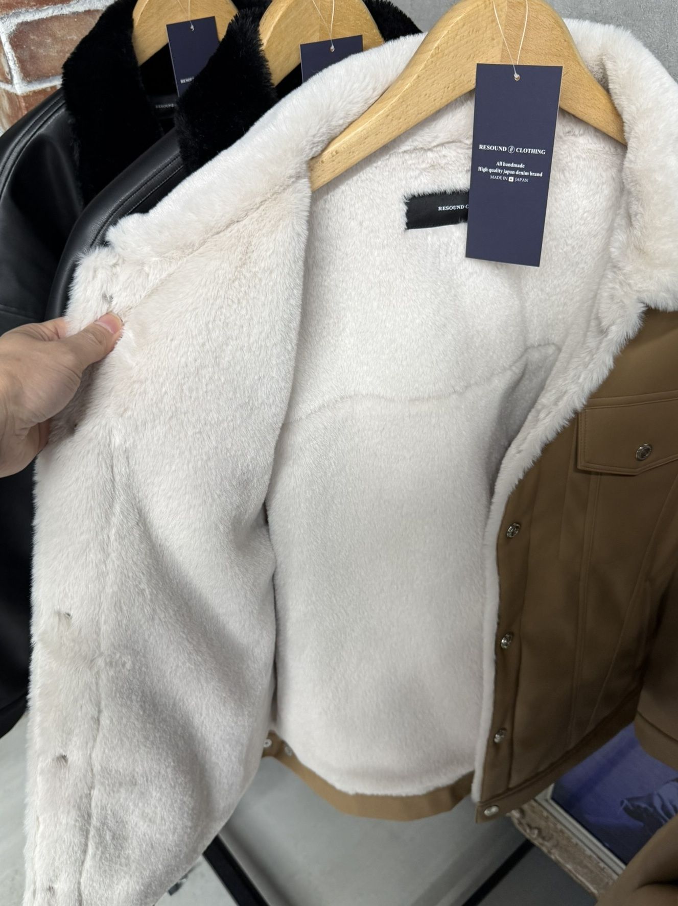 LEATHER FUR OVER G / RC42-JK-001 / エコレザーファーGジャン / ベージュ (11月中旬入荷予定)