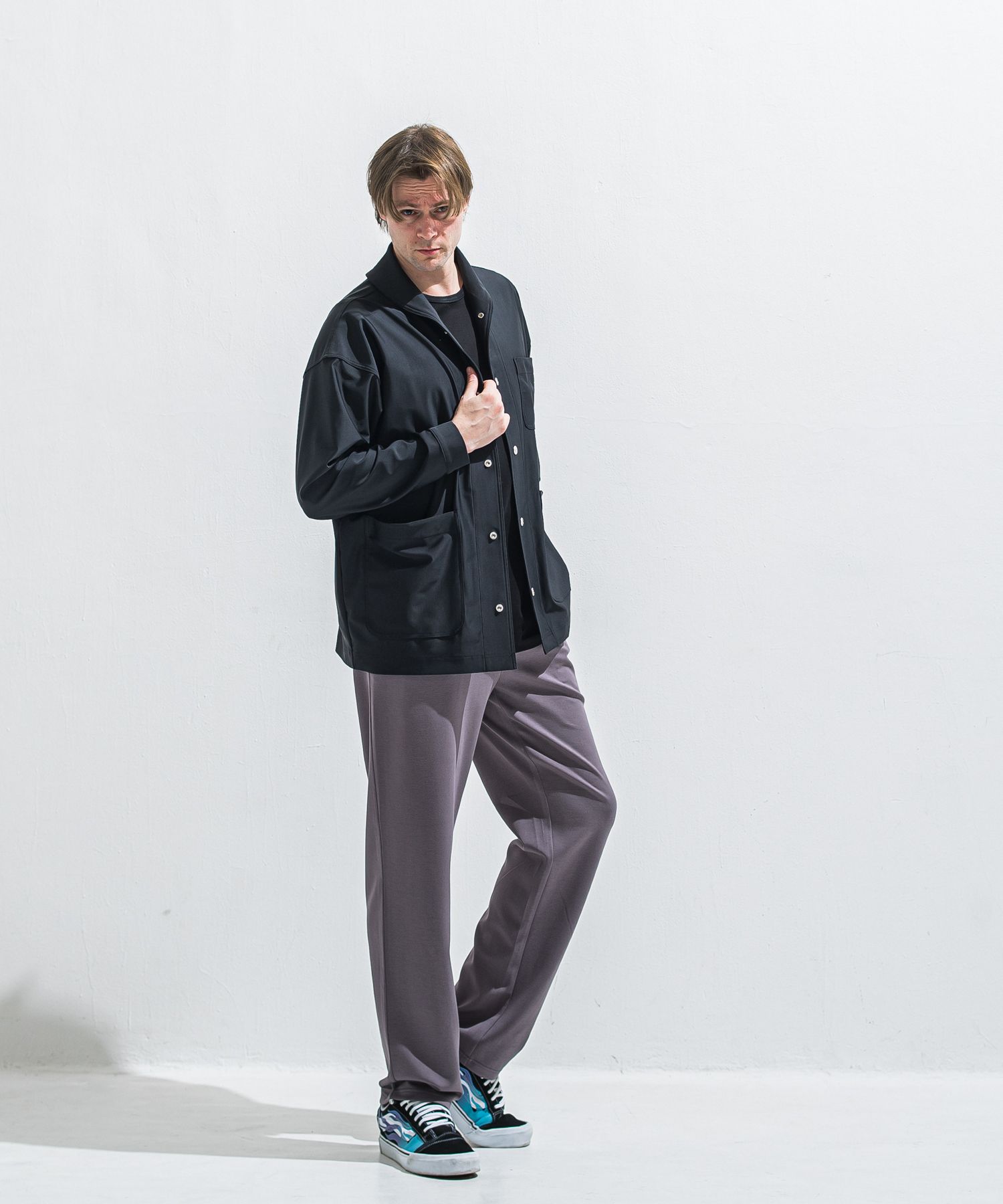 SEMI WIDE TUCK PANTS / RC40-ST-016WT / セミワイドタックパンツ / ダンボールチャコール (4月中旬入荷予定)