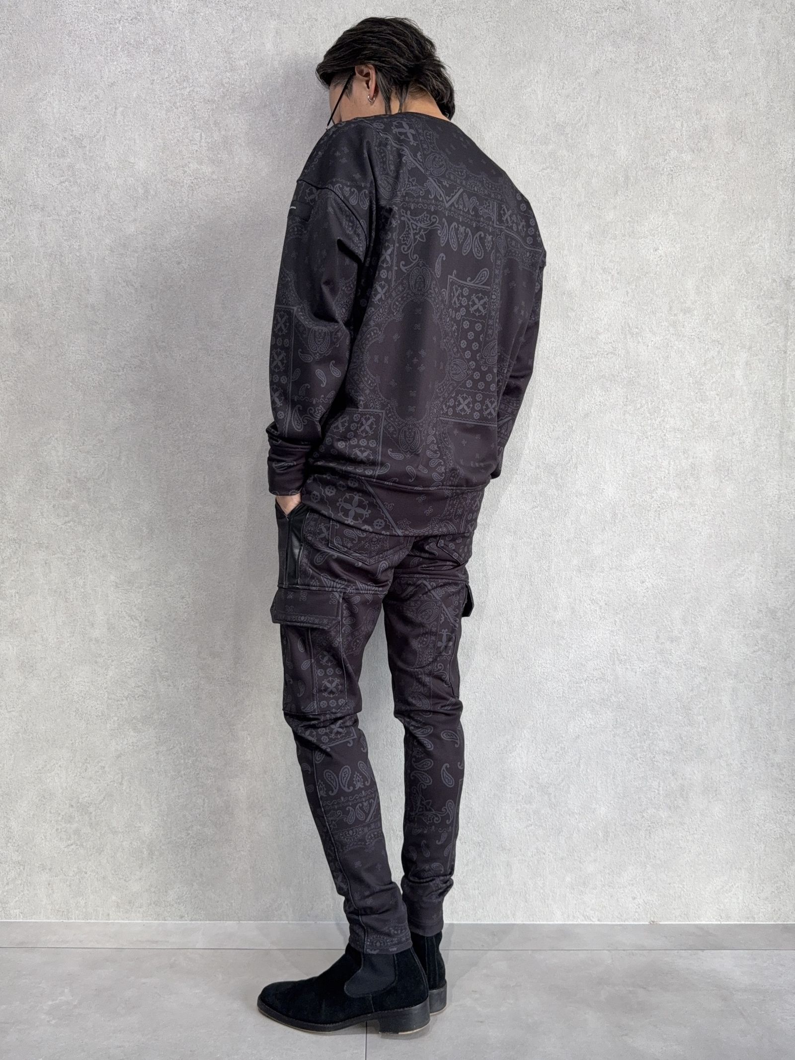 DARRELL HEAT CARGO PT / RC38-ST-010H / 裏起毛カーゴラインパンツ / ペイズリーブラック