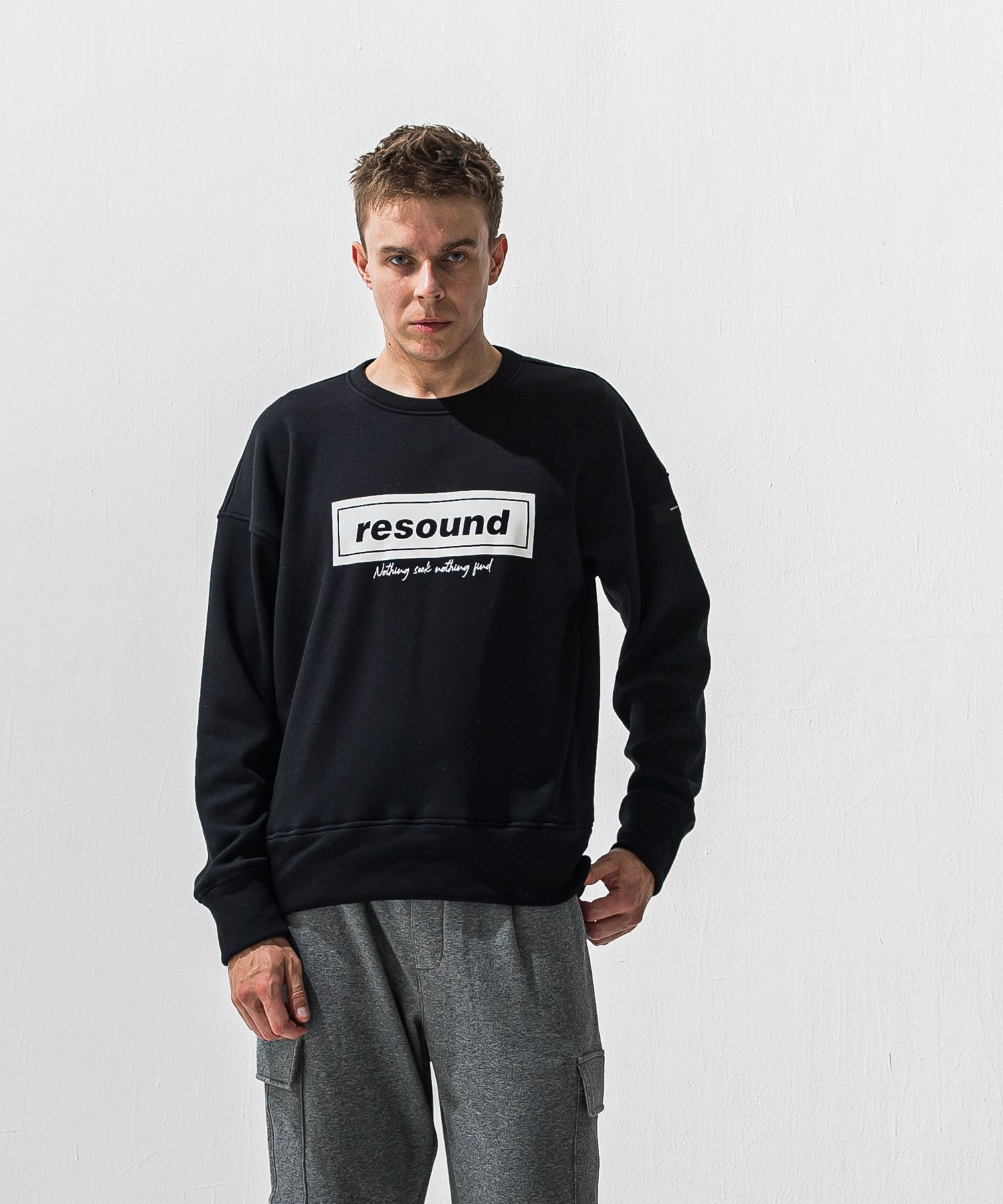 BOX VELOURS FLEECE DROP TRAINER / RC42-C-007 / 裏起毛ボックスロゴトレーナー / ブラック (11月上旬入荷予定)