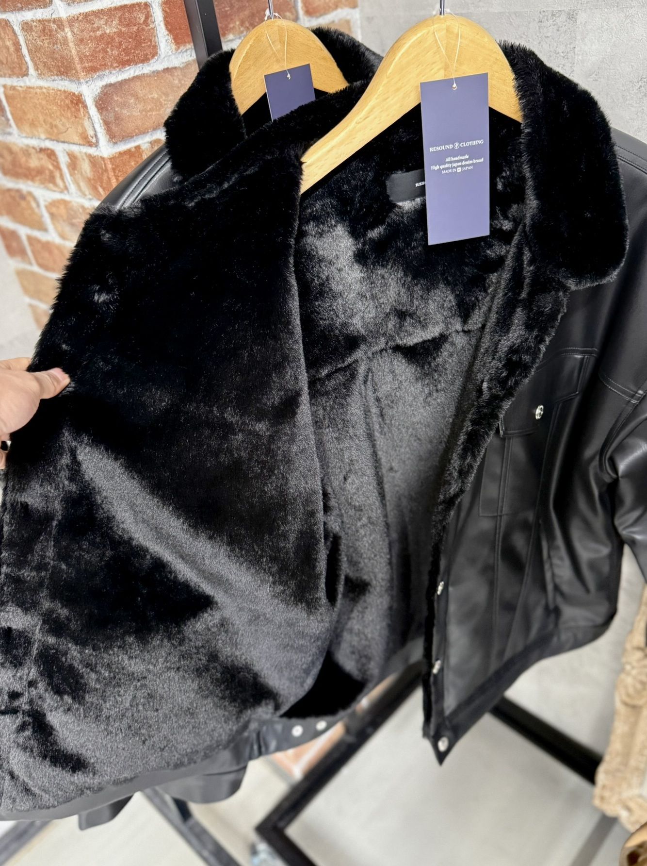 LEATHER FUR OVER G / RC42-JK-001 / エコレザーファーGジャン / ブラック (11月中旬入荷予定)