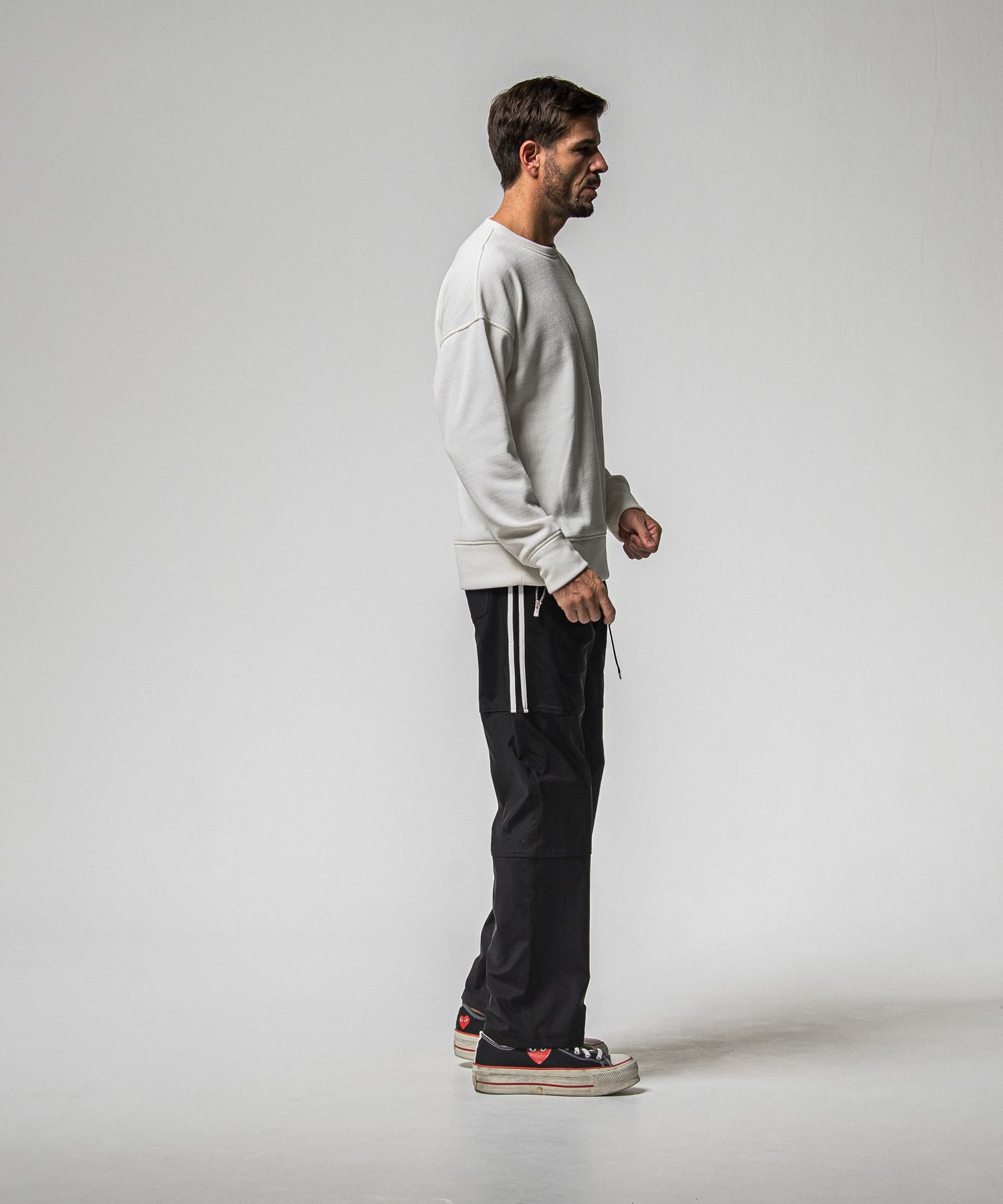 VELOURS FLEECE THERMAL LOOSE TRAINER / RC38-C-002 / 裏起毛サーマルトレーナー / ホワイト (10月中旬入荷予定)