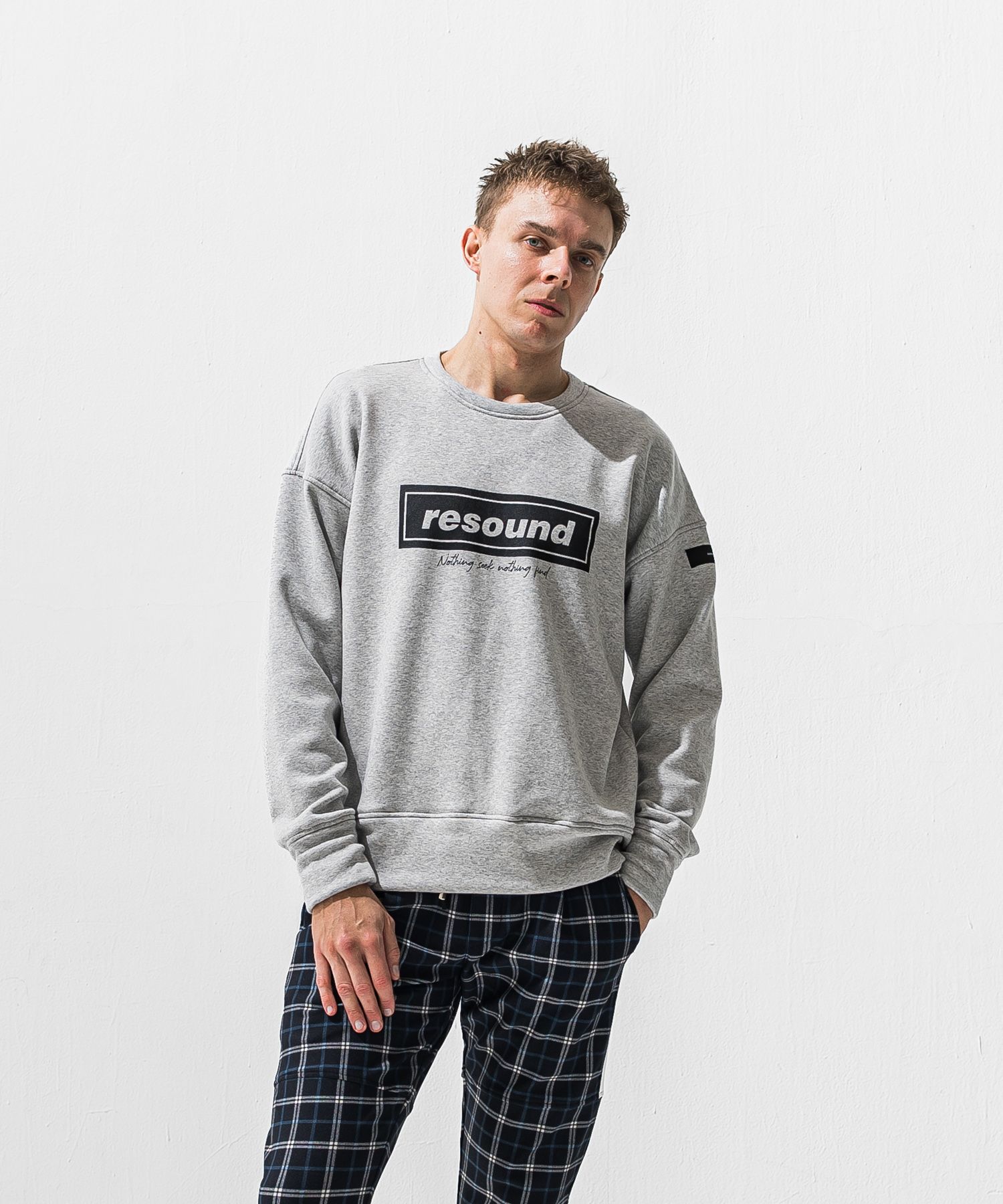 BOX VELOURS FLEECE DROP TRAINER / RC42-C-007 / 裏起毛ボックスロゴトレーナー / グレー (11月上旬入荷予定)