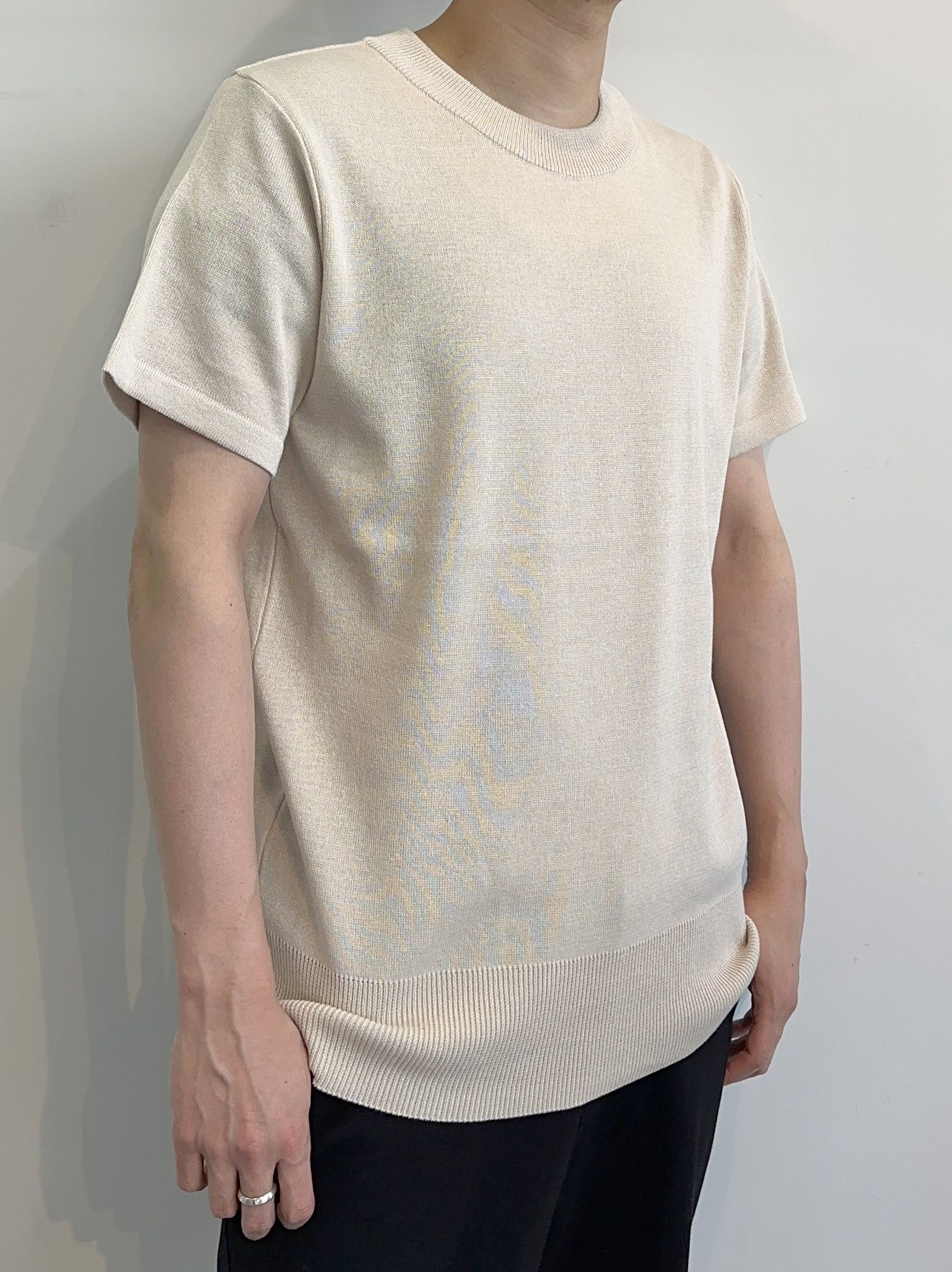 SILK HALF KNT / RC28-K-001 / 無地半袖サマーニット / ベージュ※