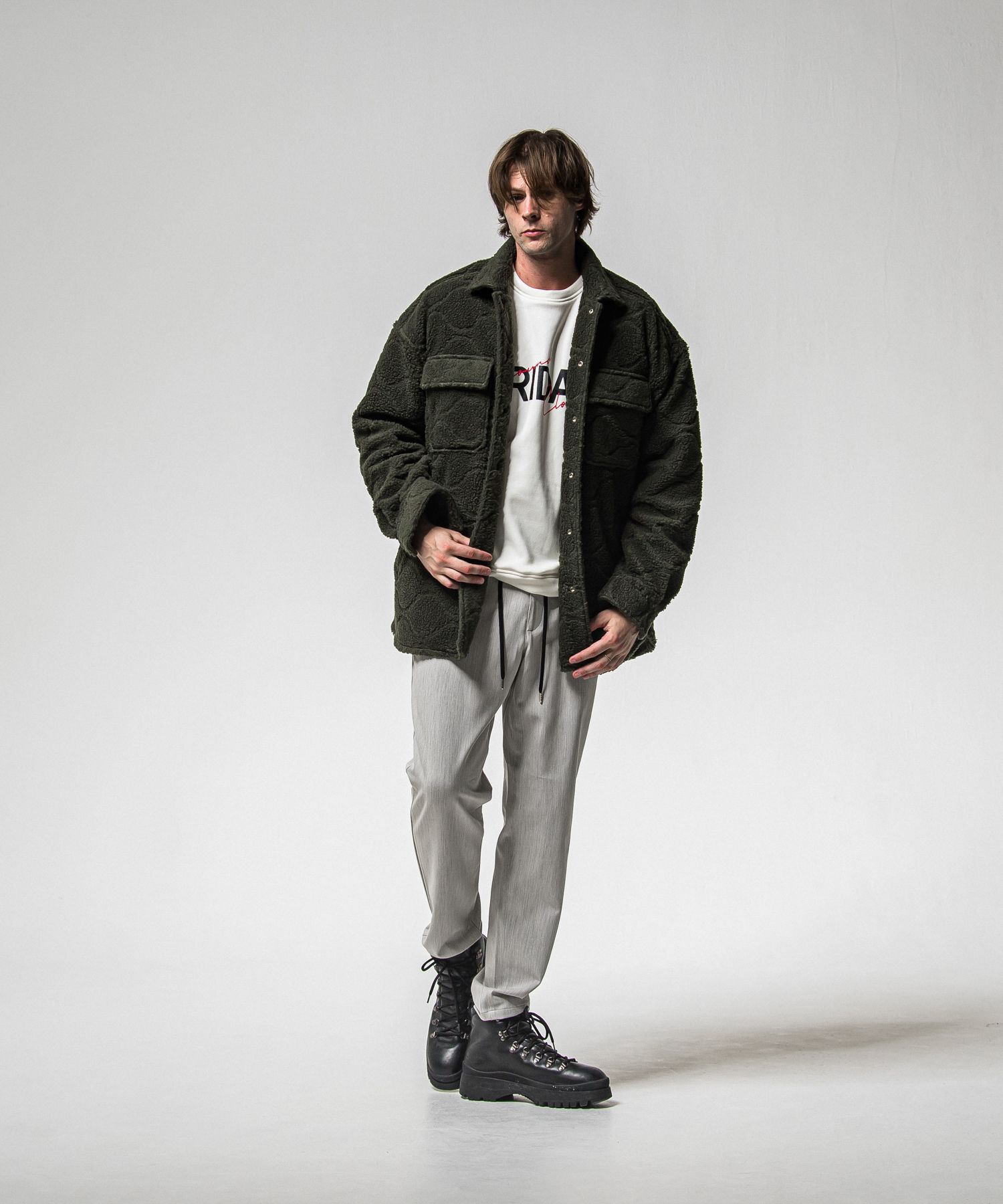 【FRIDAYコラボ】 FRIDAY OLD LOGO VELOURS FLEECE TRAINER / RCF1-C-003 / 裏起毛FRIDAYオールドロゴトレーナー / ホワイト (11月上旬入荷予定)