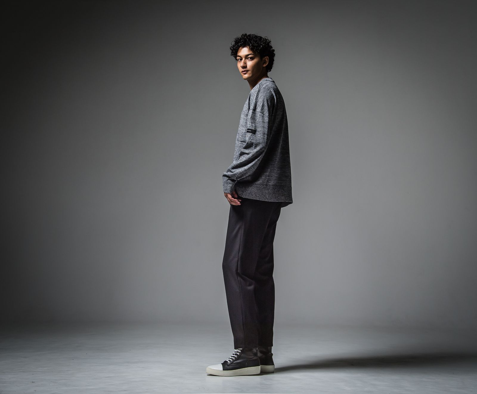 POCKET OVER SWEATER / RC30-K-002 / ポケットルーズニット / チャコールグレー
