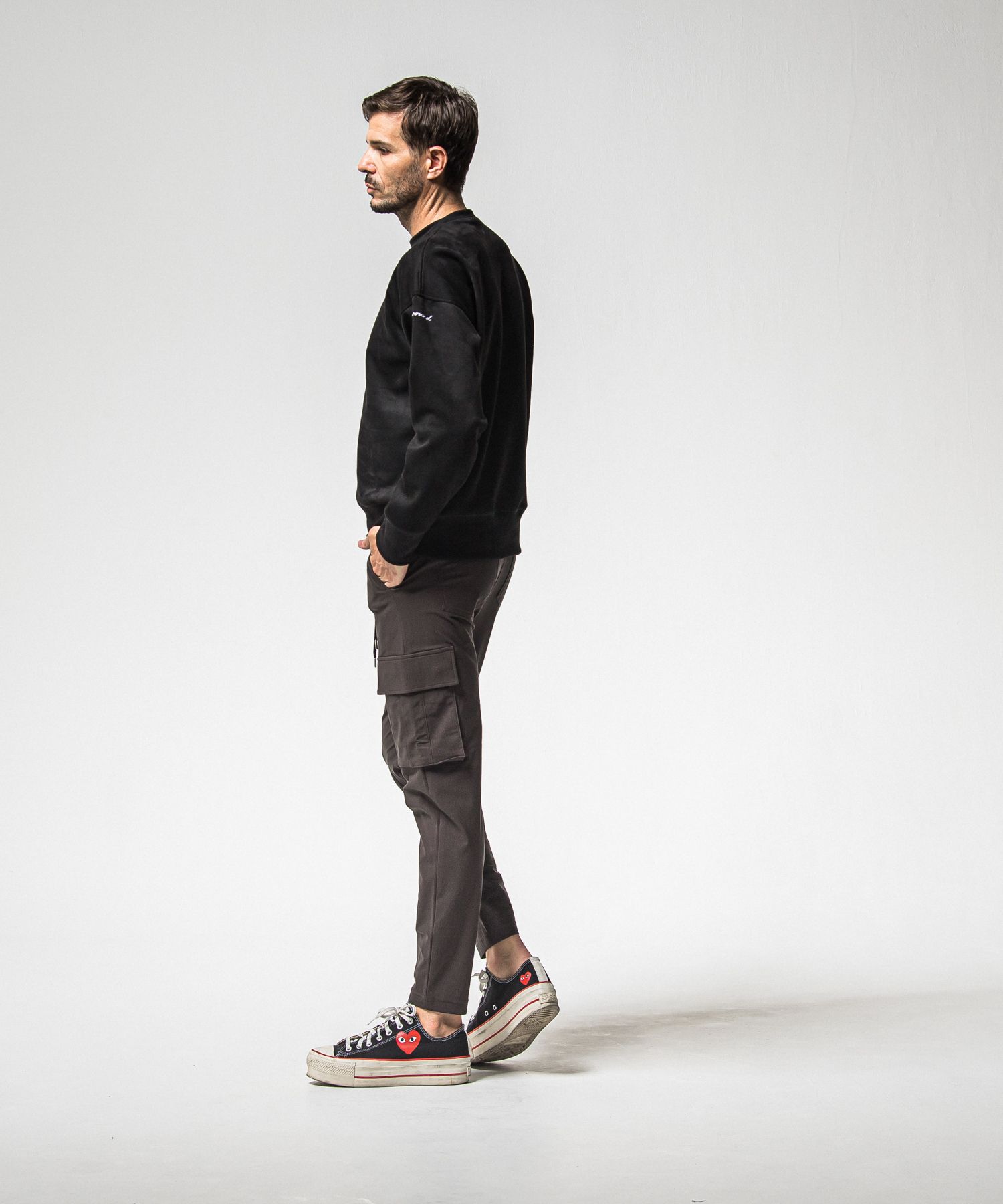 SUEDE DROP TRAINER / RC38-C-005 / スエードトレーナー / ブラック (1月上旬入荷予定)