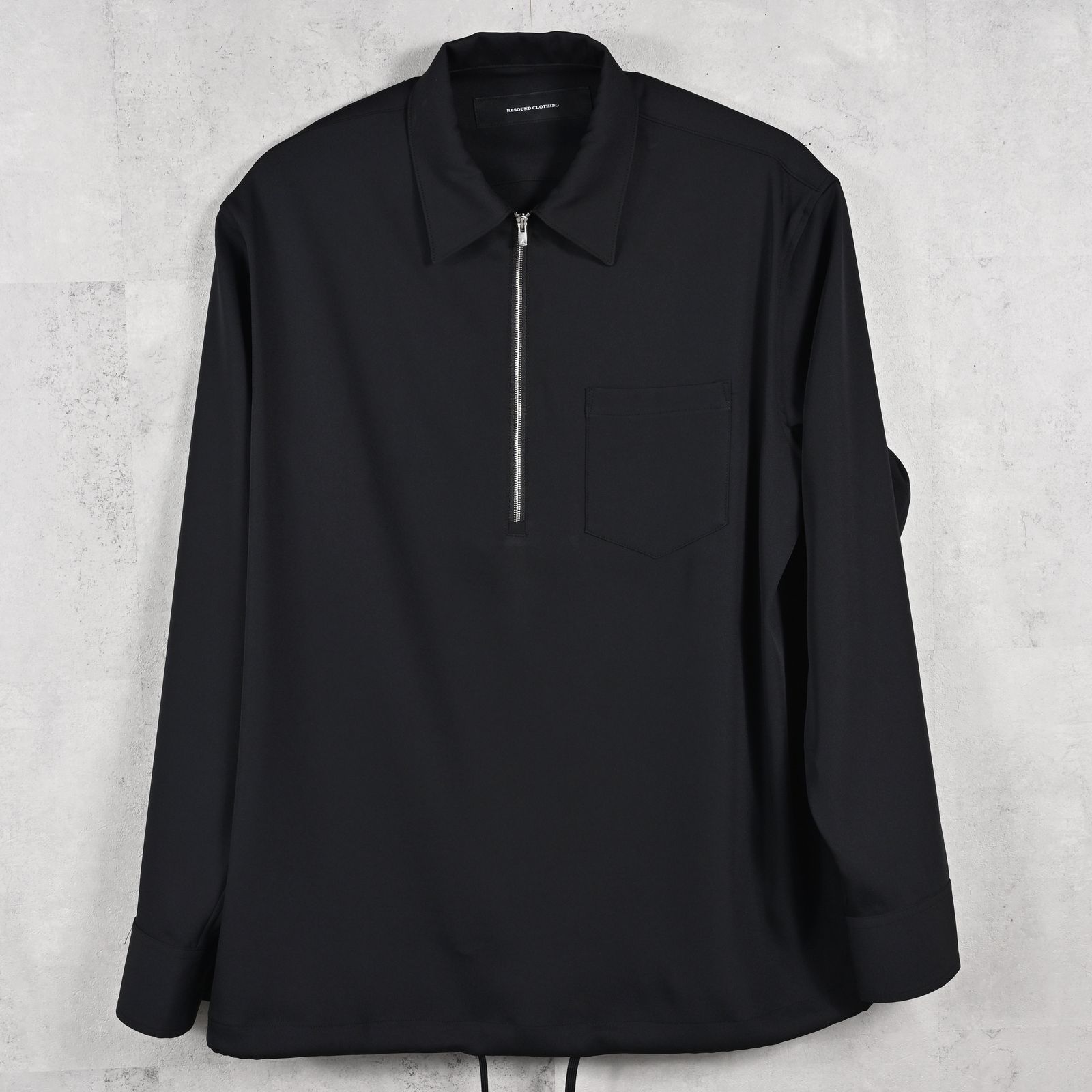 PULLOVER SATIN SHIRT / RC39-SH-002 / ハーフジップサテンシャツ / ブラック (3月上旬入荷予定)