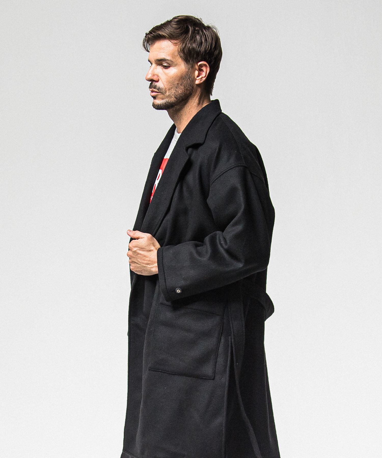 GOWN OVER COAT / RC38-JK-004 / オーバーサイズガウンコート / ブラック (11月上旬入荷予定)