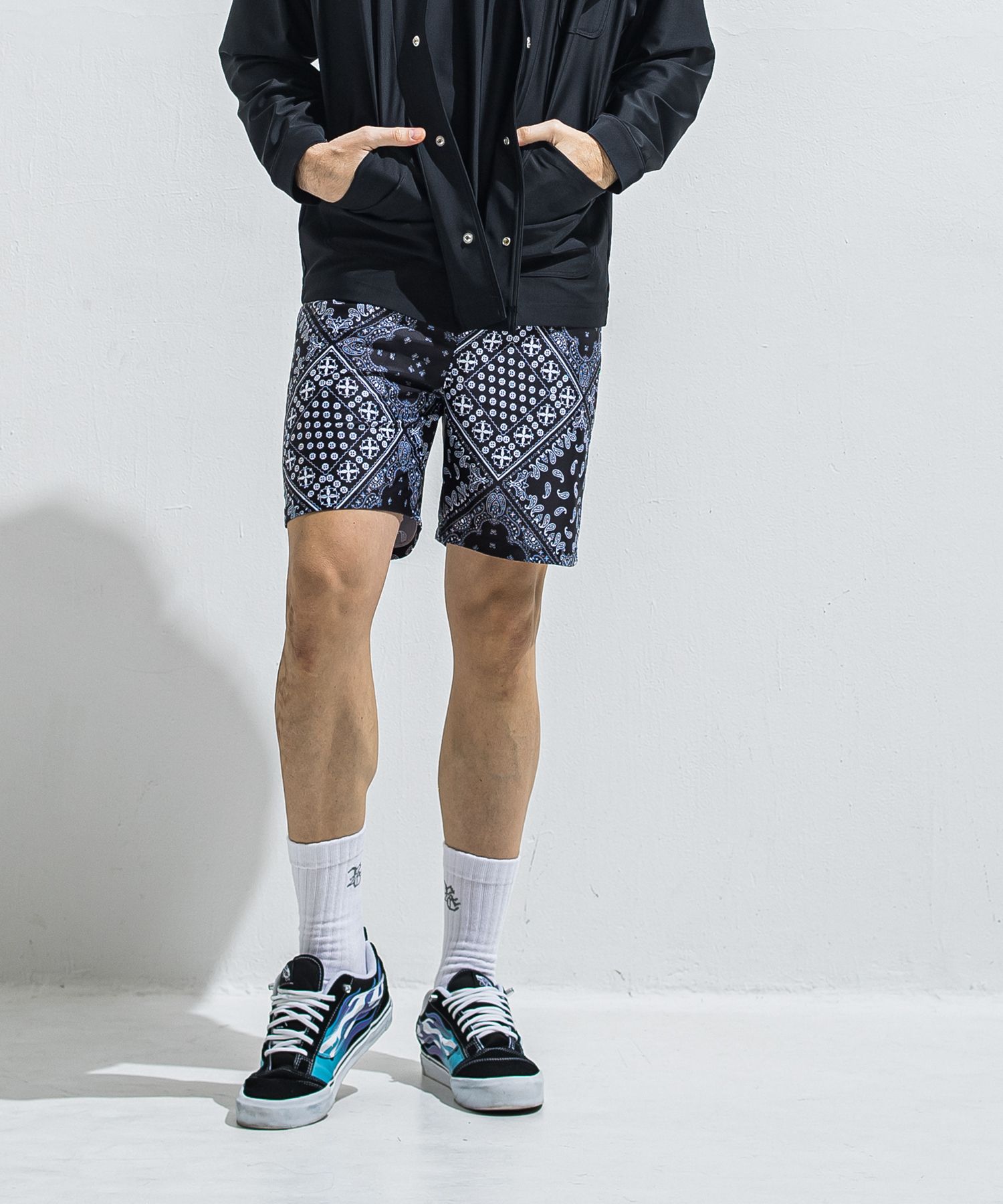 RUSH SHORTS / RC40-HP-002 / ラッシュガードショーツ / バンダナブラック (5月下旬入荷予定)