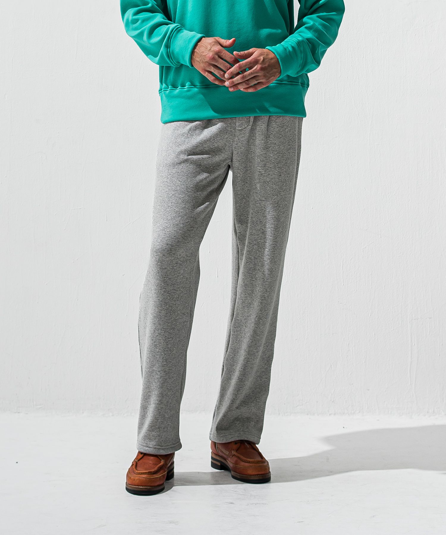 VELOURS FLEECE WIDE TUCK PANTS / RC42-ST-016HWT / 裏起毛セミワイドタックパンツ / グレー (11月中旬入荷予定)