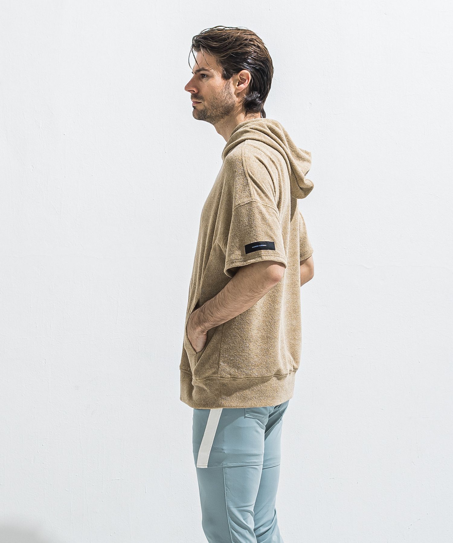 PILE HALF HOODIE / RC40-C-003 / パイル半袖パーカー / ベージュ (5月中旬入荷予定)