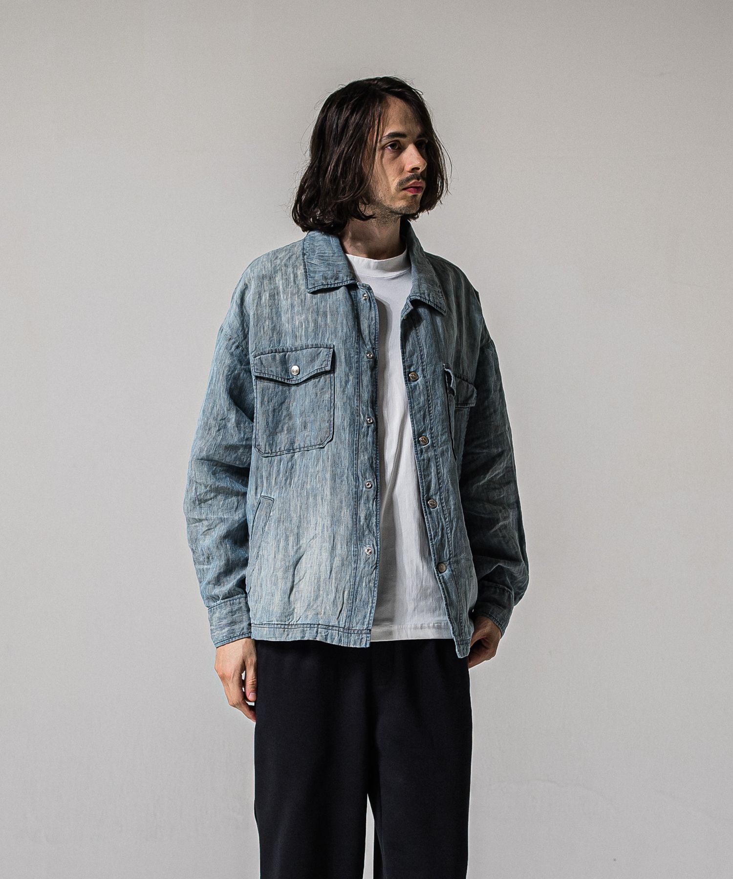 INDIGO LINEN JACK SHIRT / RC39-JK-007 / インディゴリネンシャツジャケット / ライトインディゴ (3月上旬入荷予定)