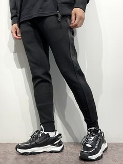 レザーラインポンチロングパンツ / usb-24090 / ブラック