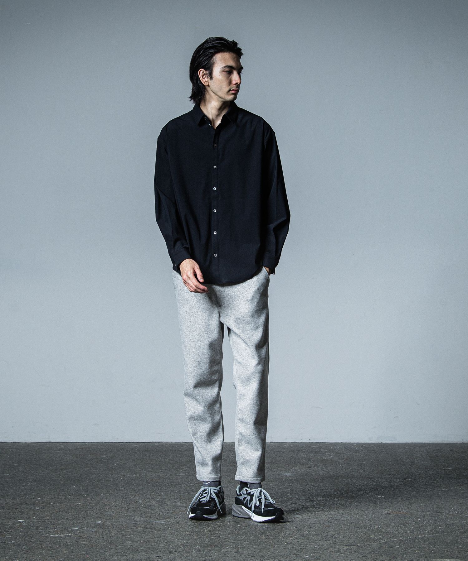 PAT WIDE EASY PANTS / RC33-ST-036BN / ワイドテーパードパンツ / グレーメルトン
