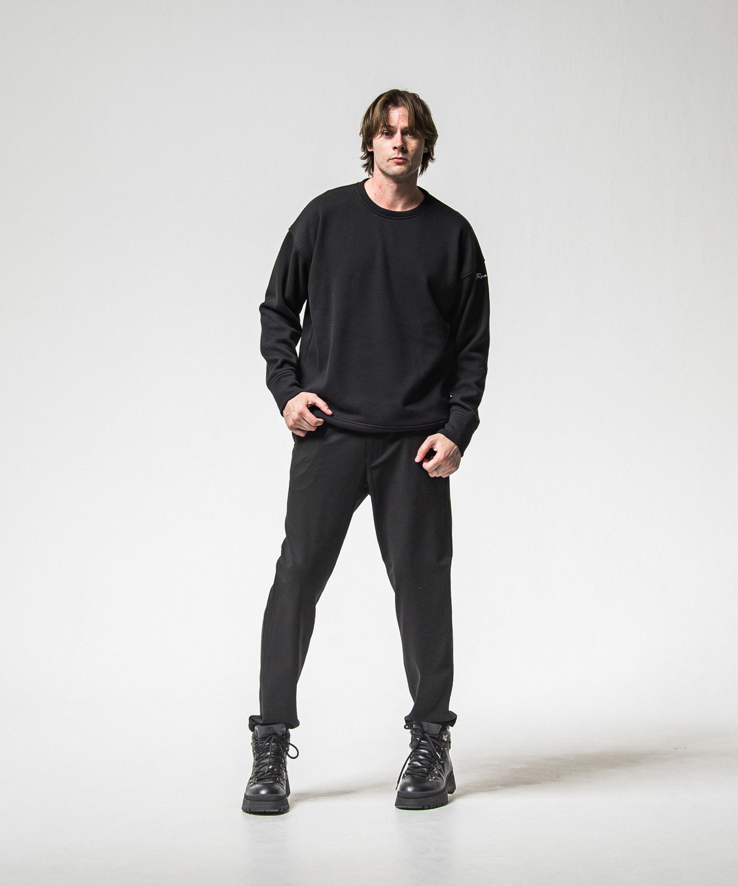 PAT WIDE EASY PANTS / RC38-ST-036BN / ワイドテーパードパンツ / ブラック (1月上旬入荷予定)
