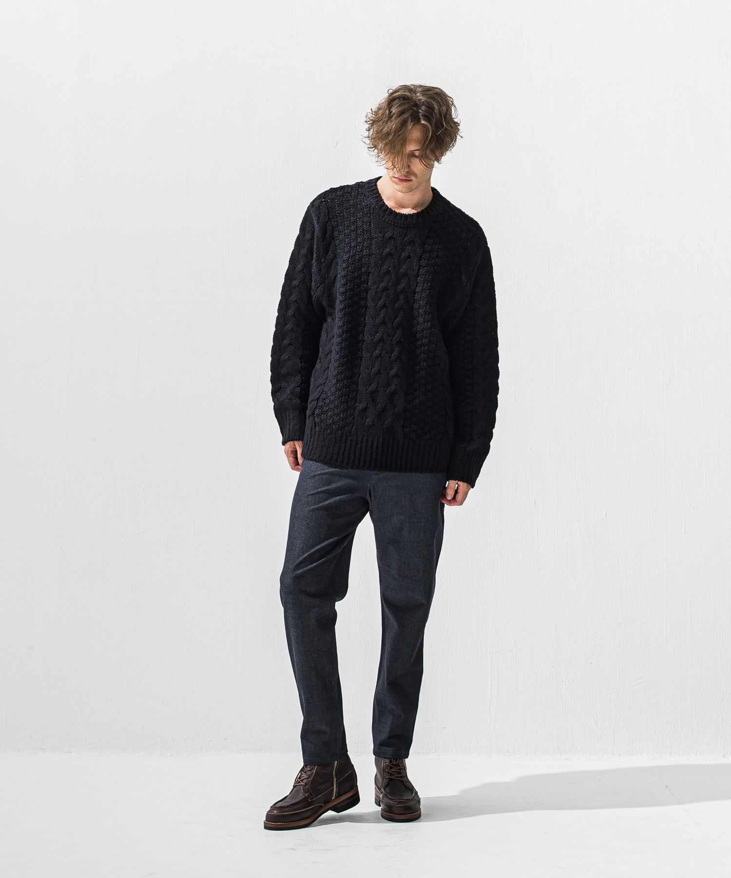 CABLE LAW SWEATER / RC42-K-002 / ケーブルニット / ブラック (10月下旬入荷予定)