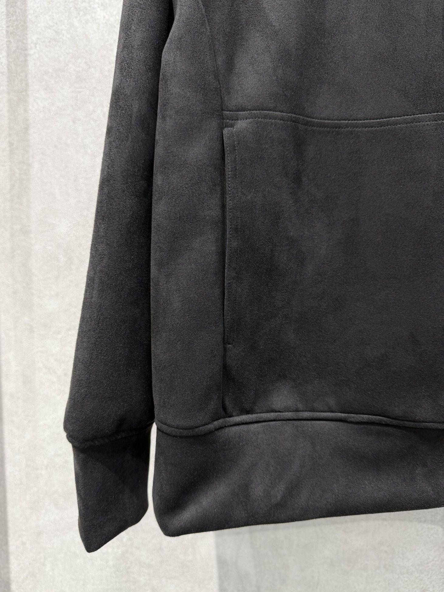 SUEDE LOOSE HOODIE / RC38-C-006 / スエードパーカー / ブラック