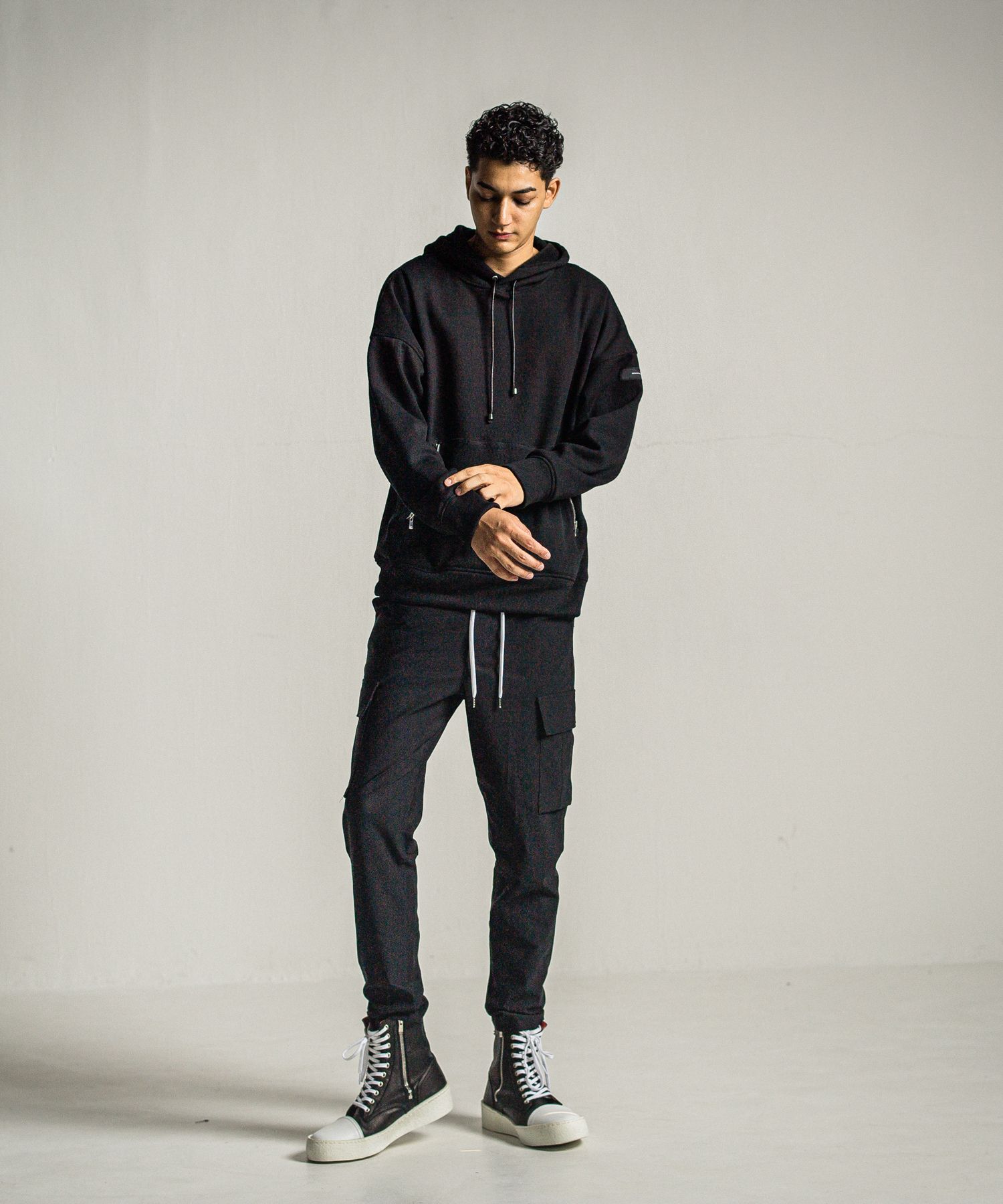 SHAGGY FLEECE THERMAL PULLOVER HOODIE / RC34-C-003 / 裏起毛サーマルパーカー / ブラック