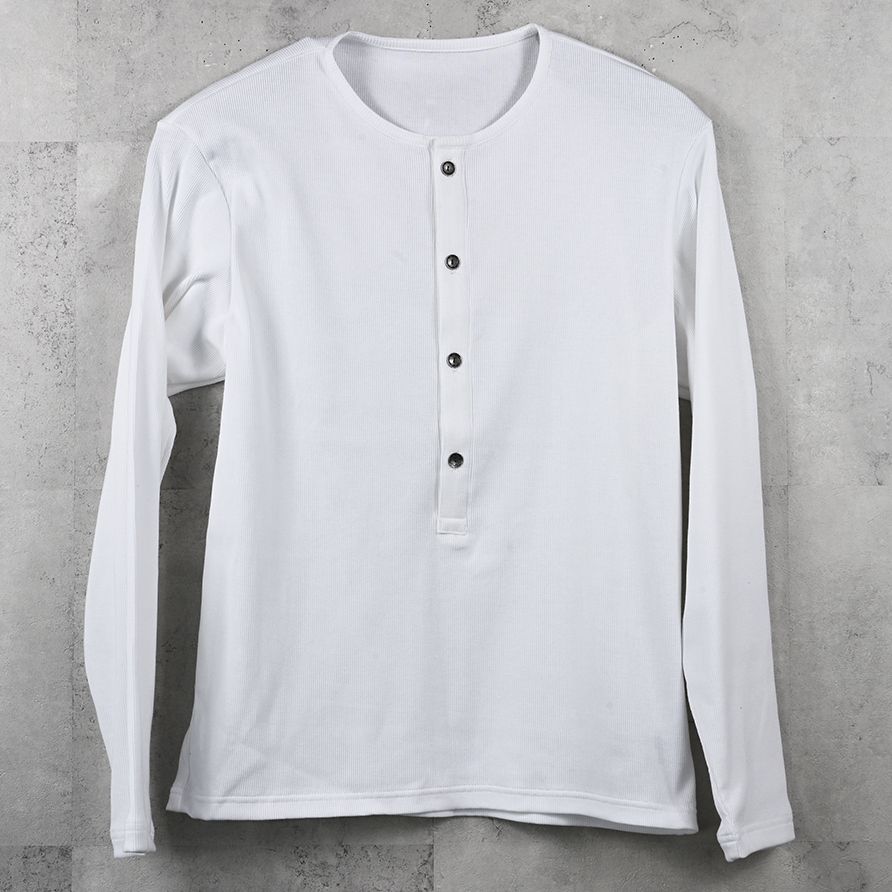 RIB HENRY LONGSLEEVE / RC41-T-005 / リブヘンリーネック長袖Tシャツ / ホワイト (7月中旬入荷予定)