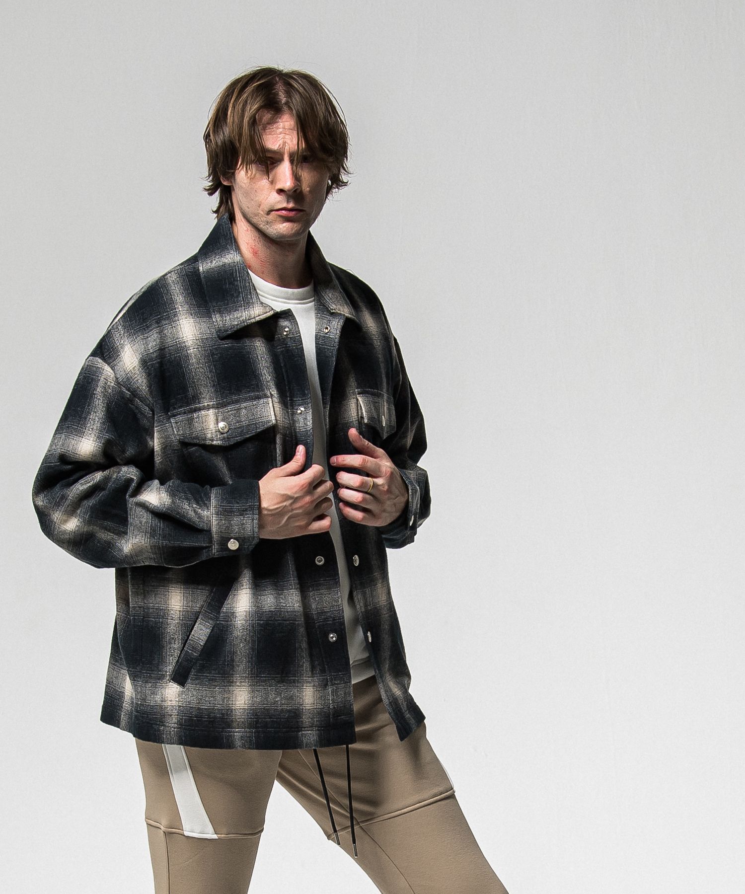 FLANNEL CHECK JK / RC38-JK-007 / フランネルチェックCPOジャケット / ブラック (10月中旬入荷予定)