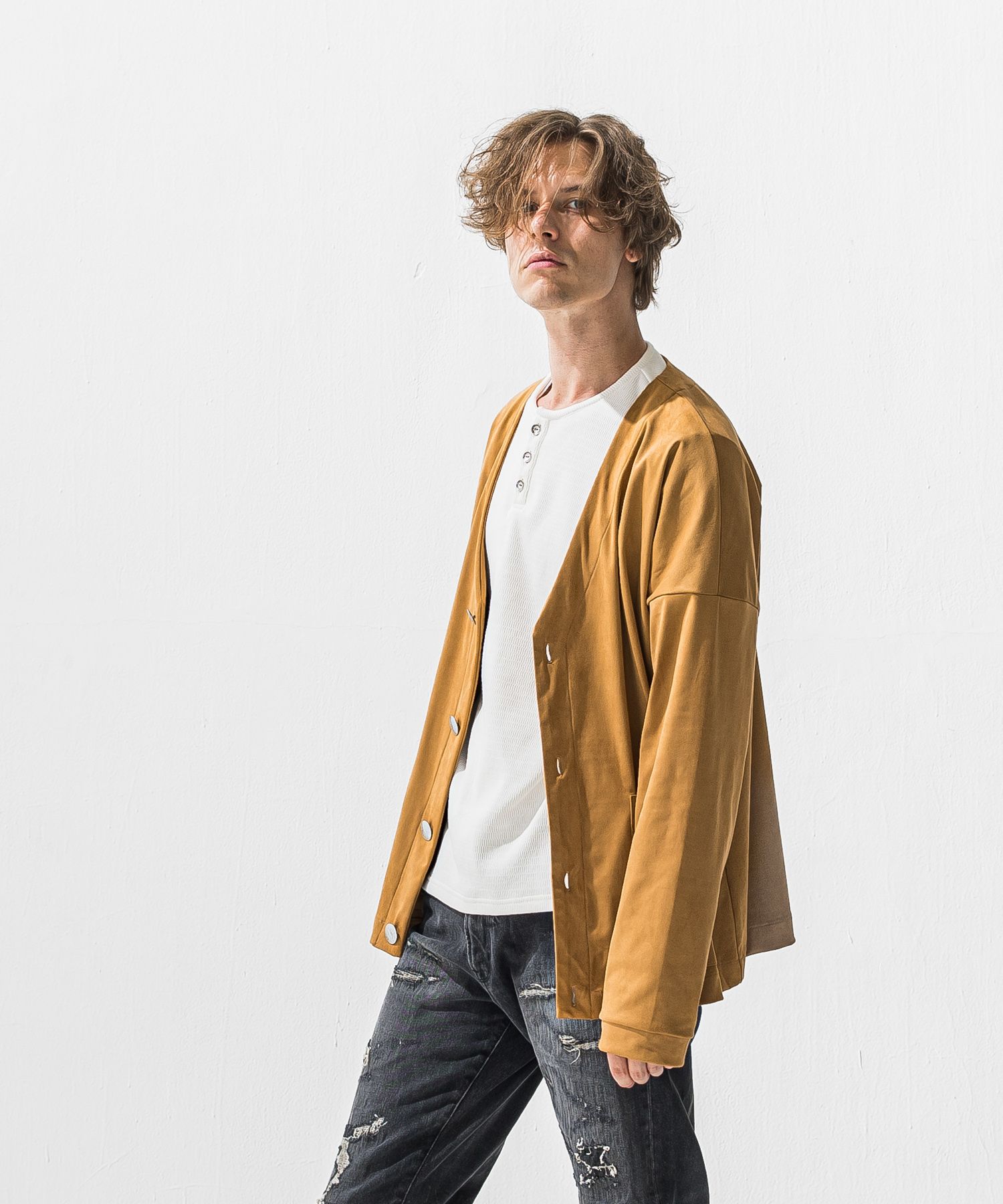 SUEDE CARDIGAN / RC42-JK-004 / スエードカーディガン / ベージュ (1月上旬入荷予定)