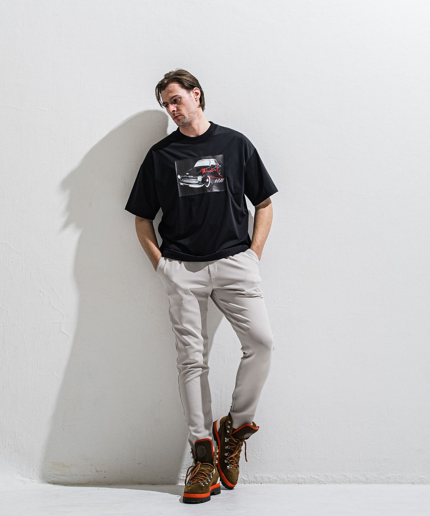 CAR OVER NYLON T / DP1-T-004 / カープリントナイロンビッグTシャツ / ブラック (4月上旬入荷予定)