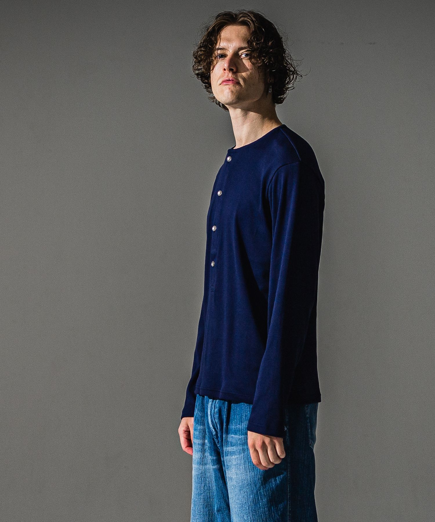 RIB HENRY LONGSLEEVE / RC41-T-005 / リブヘンリーネック長袖Tシャツ / ネイビー (7月中旬入荷予定)