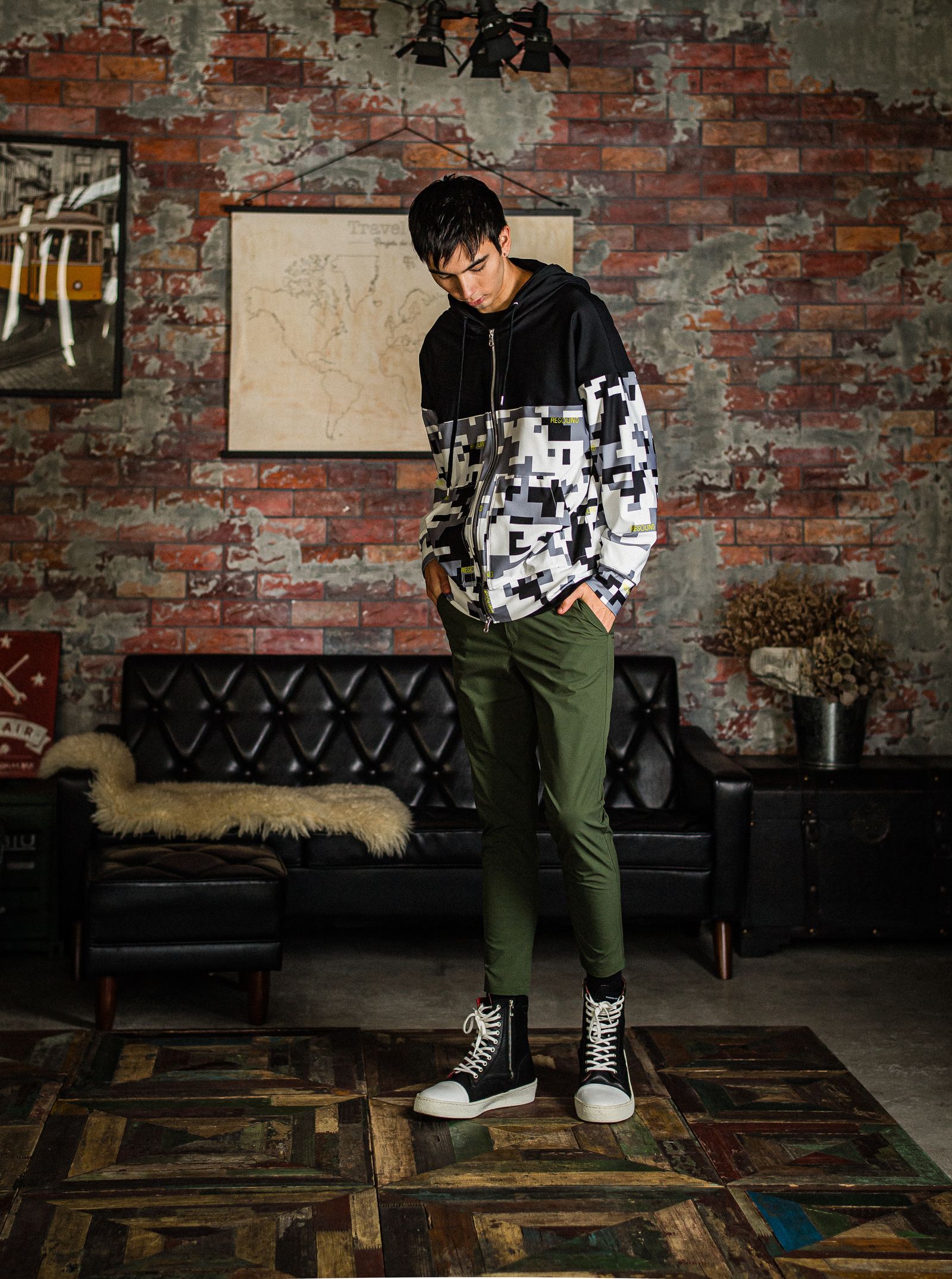PAT TIGHT EASY PANTS / RC31-ST-037 / ベルト付きイージーパンツ / ナイロンカーキ