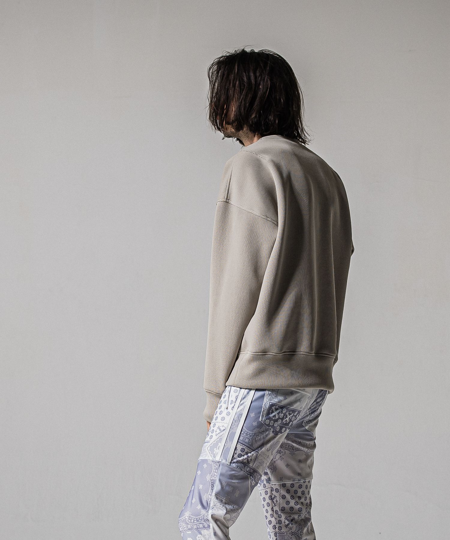 AZE MILITARY DROP TRAINER / RC39-C-003 / 高機能畦編みニットトレーナー / グレージュ (1月下旬入荷予定)