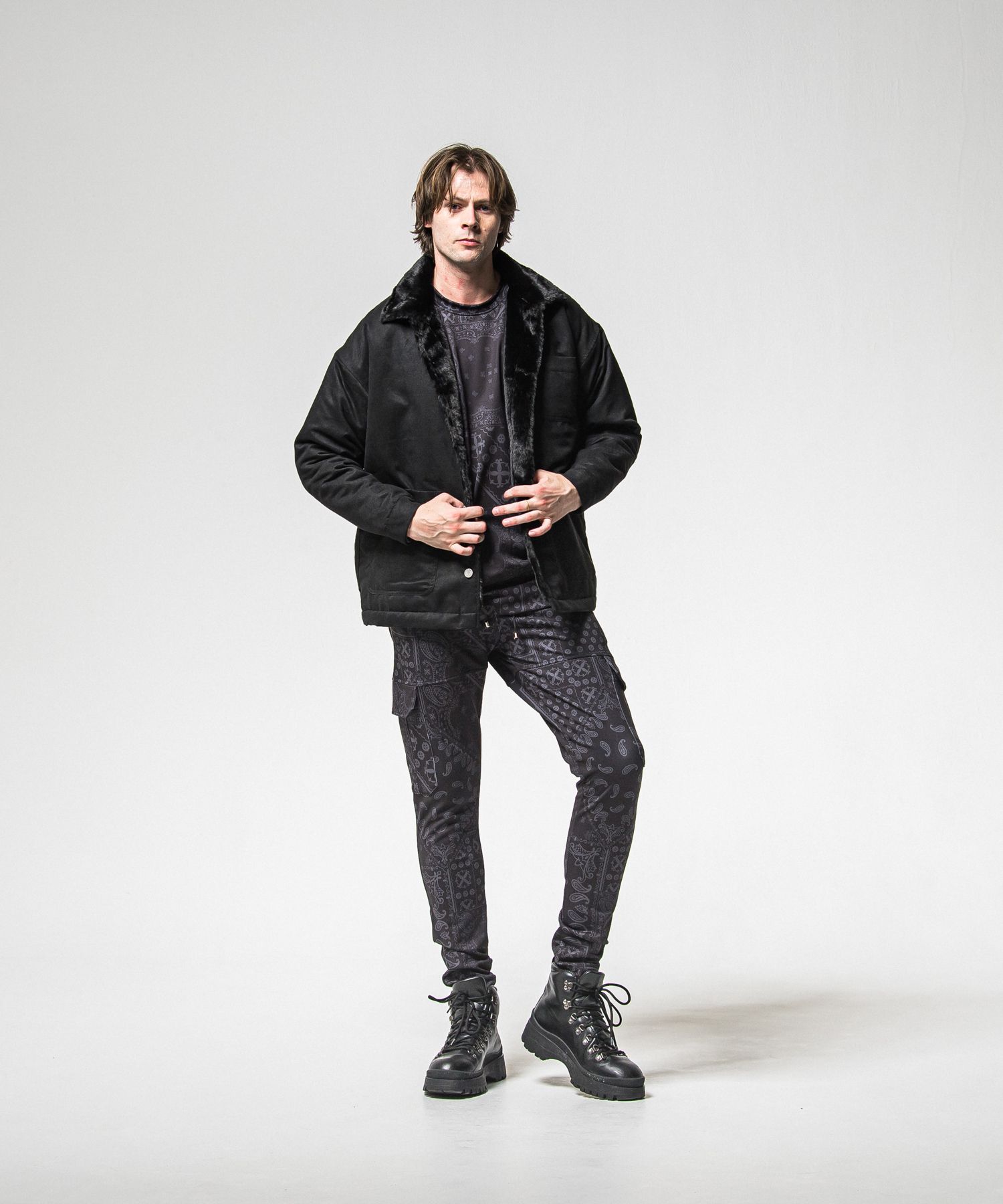 SUEDE FUR CAVER ALL / RC38-JK-003 / スエードファーカバーオール / ブラック (11月中旬入荷予定)