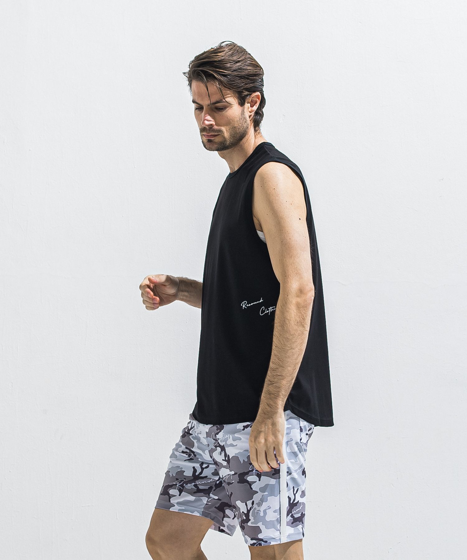 OVER NO SLEEVE / RC40-T-010 / サイドロゴメッシュノースリーブ / ブラック (6月上旬入荷予定)