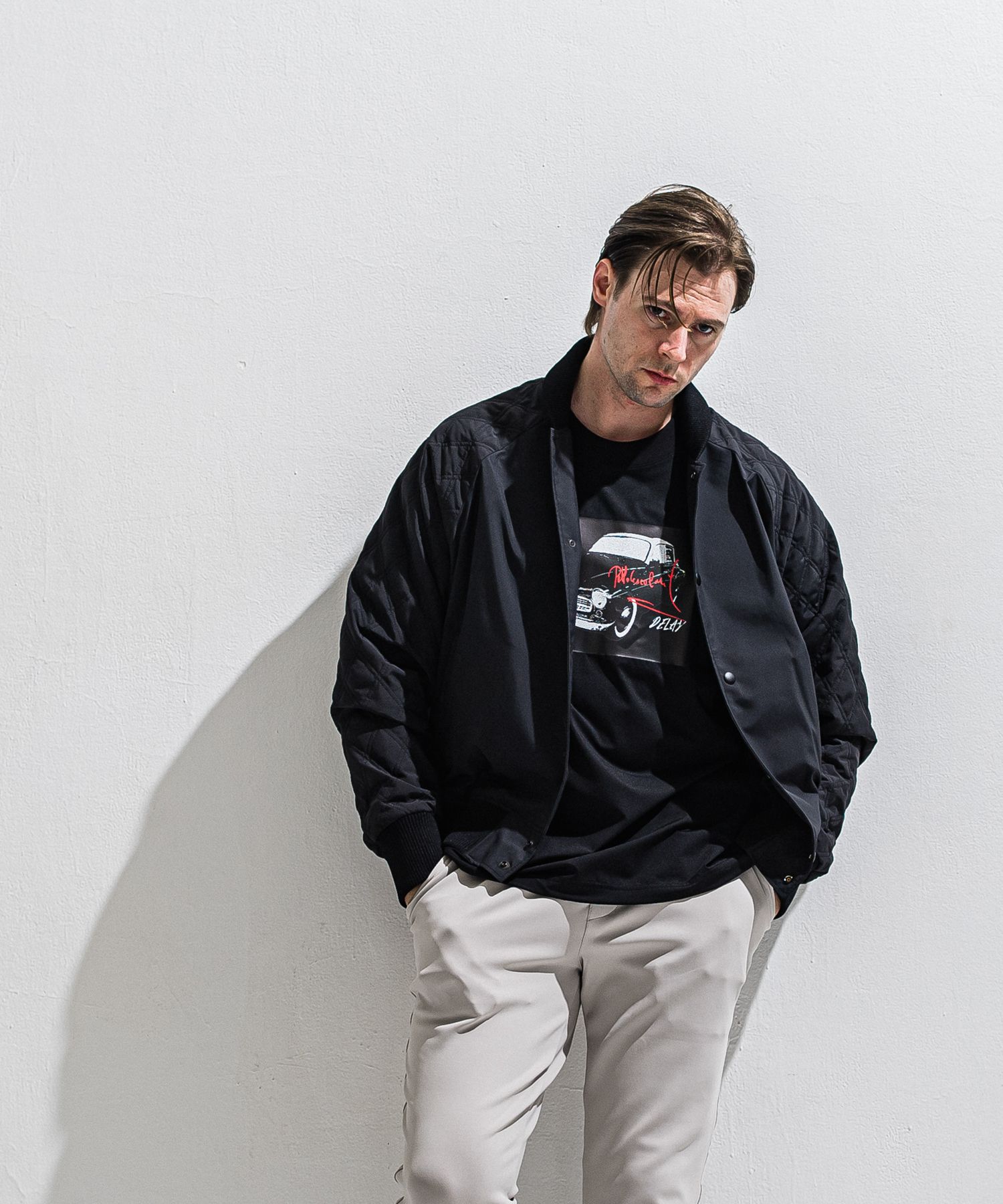 CAR OVER NYLON T / DP1-T-004 / カープリントナイロンビッグTシャツ / ブラック (4月上旬入荷予定)