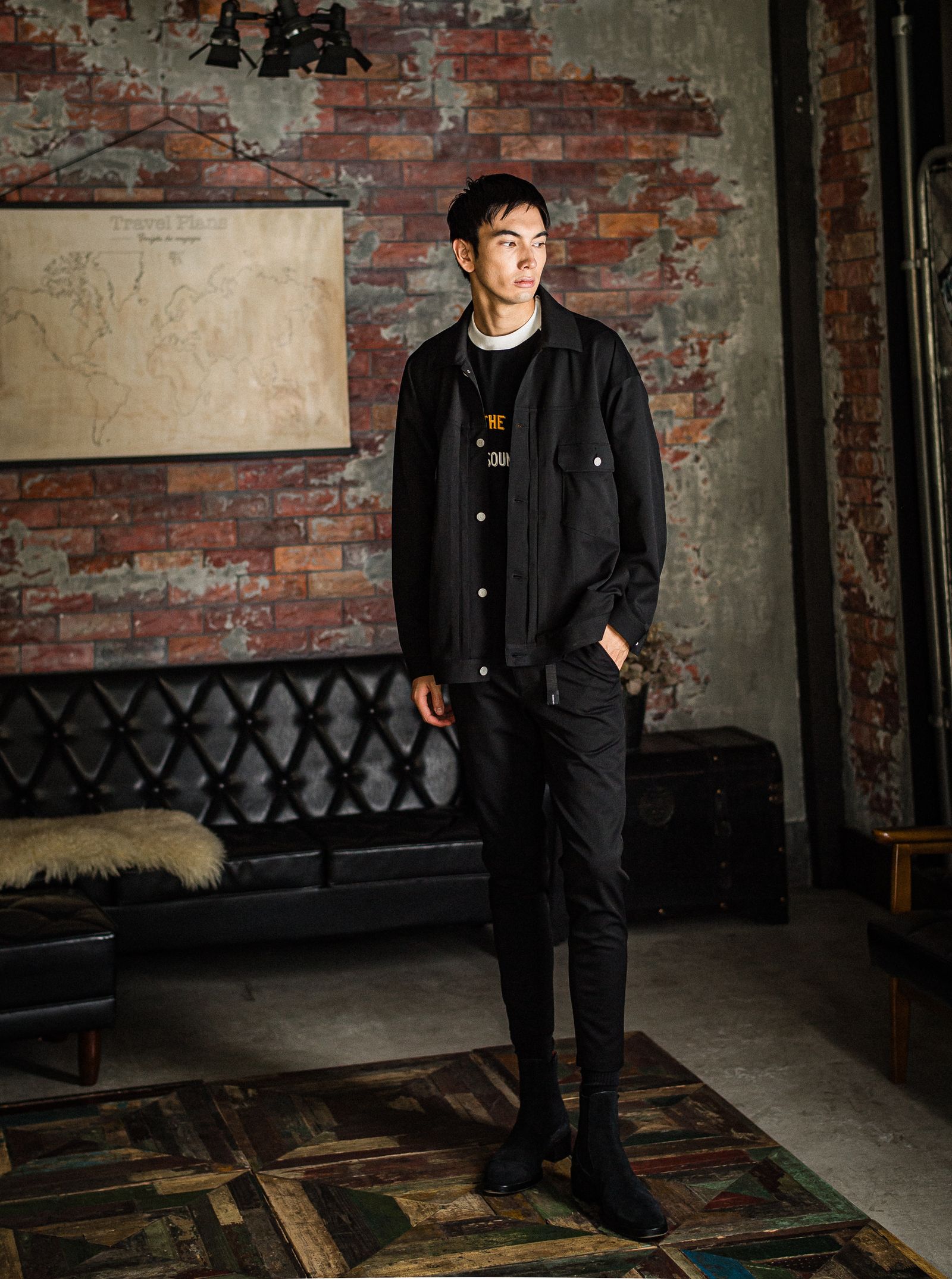 PAT TIGHT EASY PANTS / RC31-ST-037 / ベルト付きイージーパンツ / ブラック