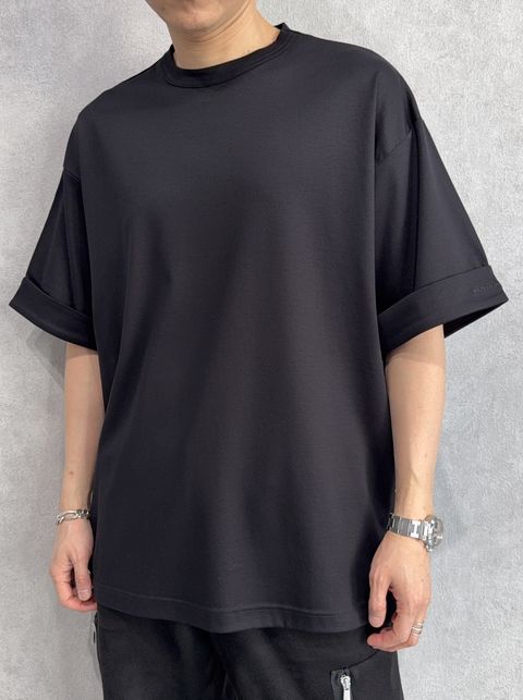 ダブルシルケットロールアップボックスTシャツ / ust-26070 / ブラック