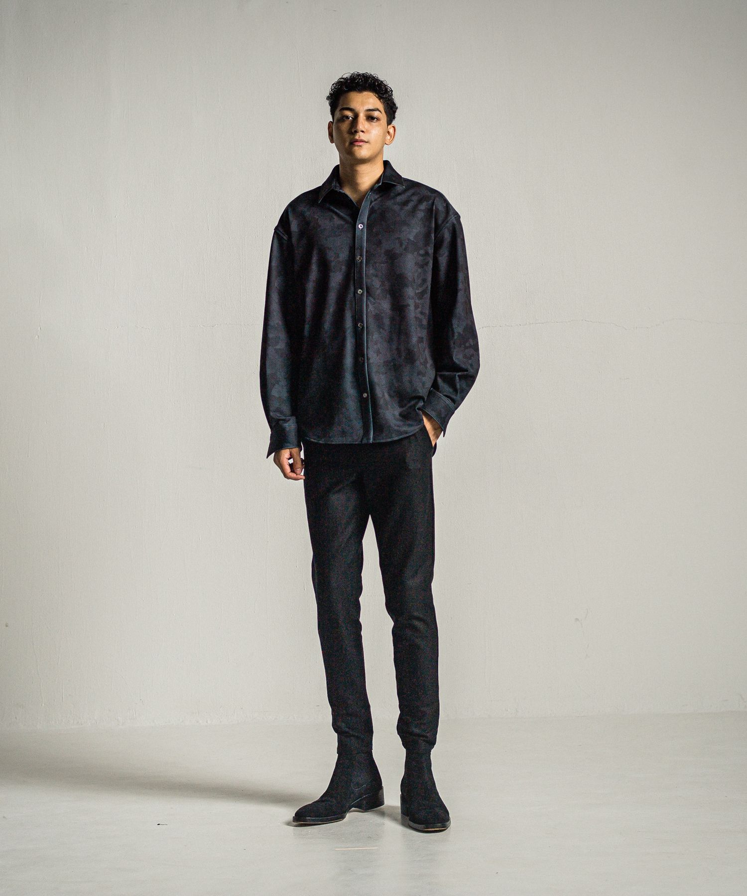 JERSEY JACK SHIRT / RC34-SH-001 / 裏起毛オーバーサイズシャツ / ブラックカモフラ