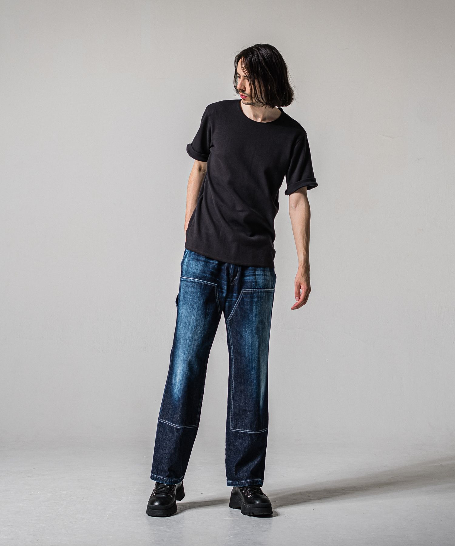 CUT OFF THERMAL TEE / RC39-T-003 / サーマルロールアップTシャツ / チャコール (3月中旬入荷予定)