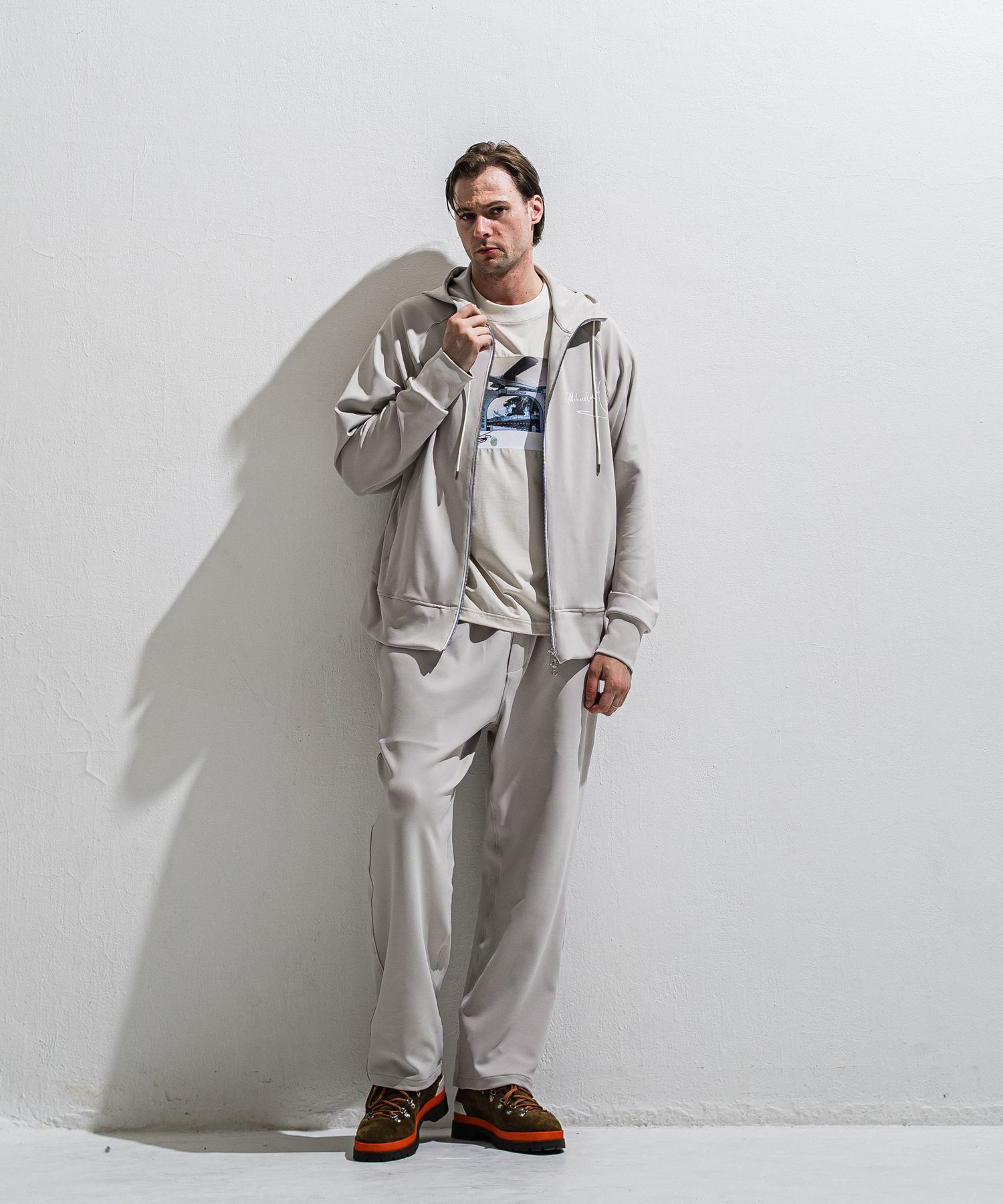 HELI OVER NYLON T / DP1-T-004 / ヘリプリントナイロンビッグTシャツ / グレージュ (4月上旬入荷予定)