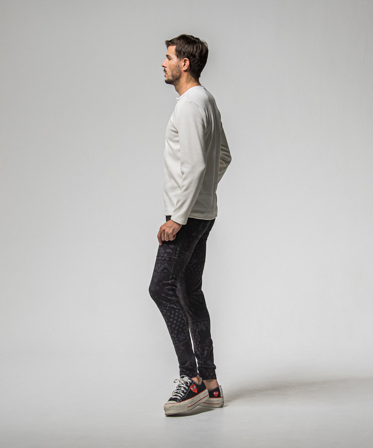 VELOURS FLEECE THERMAL HENRY / RC38-C-003 / 裏起毛サーマルヘンリーネックロングTシャツ / ホワイト (10月中旬入荷予定)