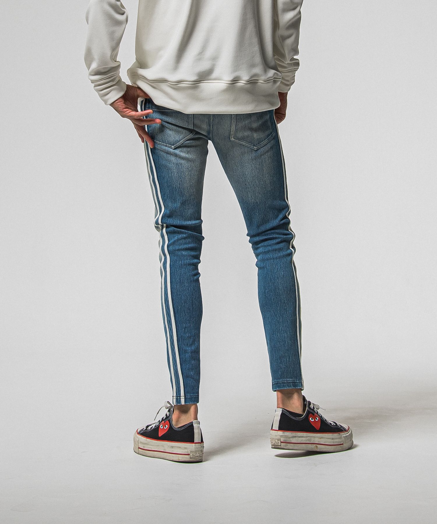 EX DENIM JERSEY BLIND LINE PT / RC38-ST-008D / デニムジャージラインパンツ / ライトインディゴ (1月上旬入荷予定)